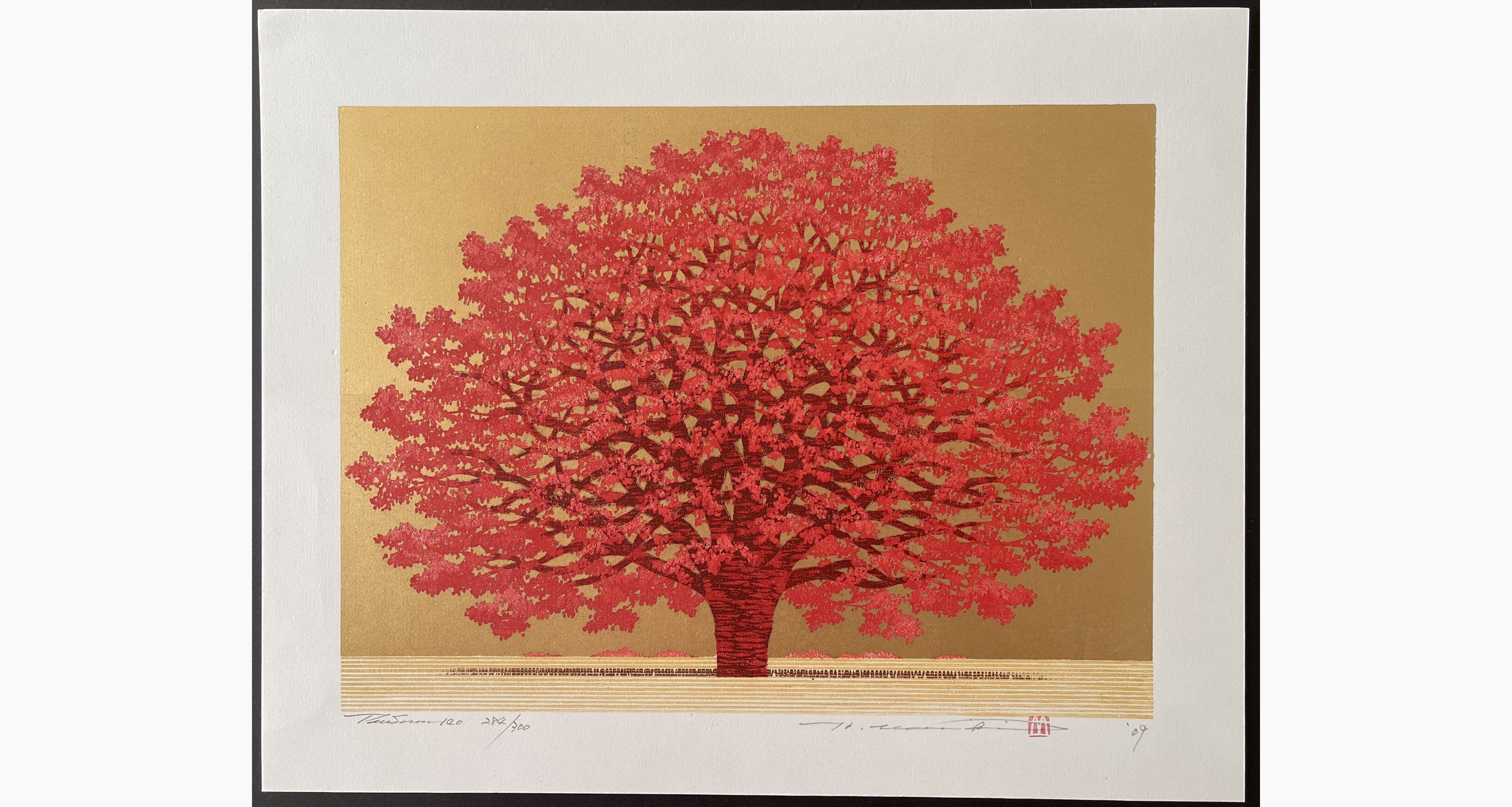 Japanese woodblock print - Hajime Namiki - Tree scene 140