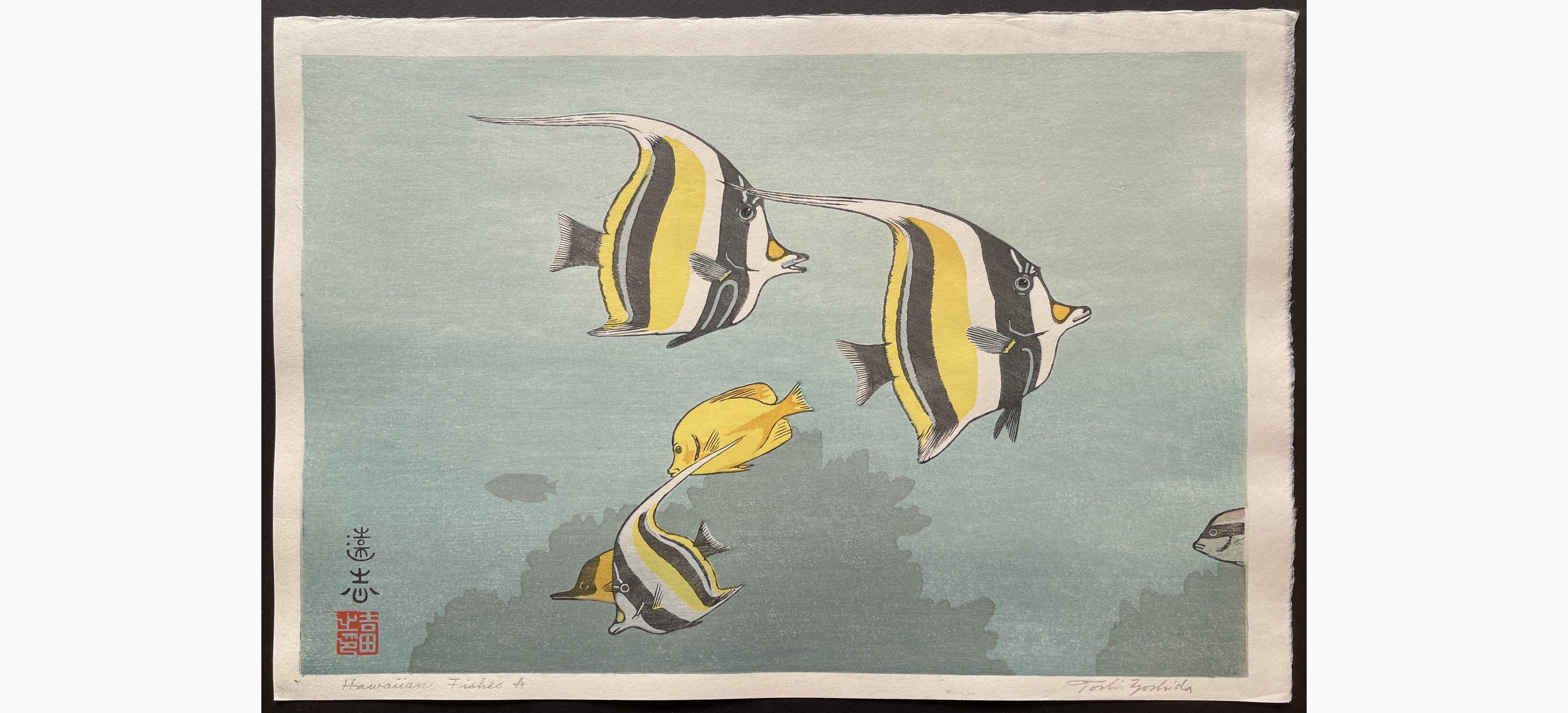 Japanese woodblock print - Toshi Yoshida - Hawaiian Fishes (A)