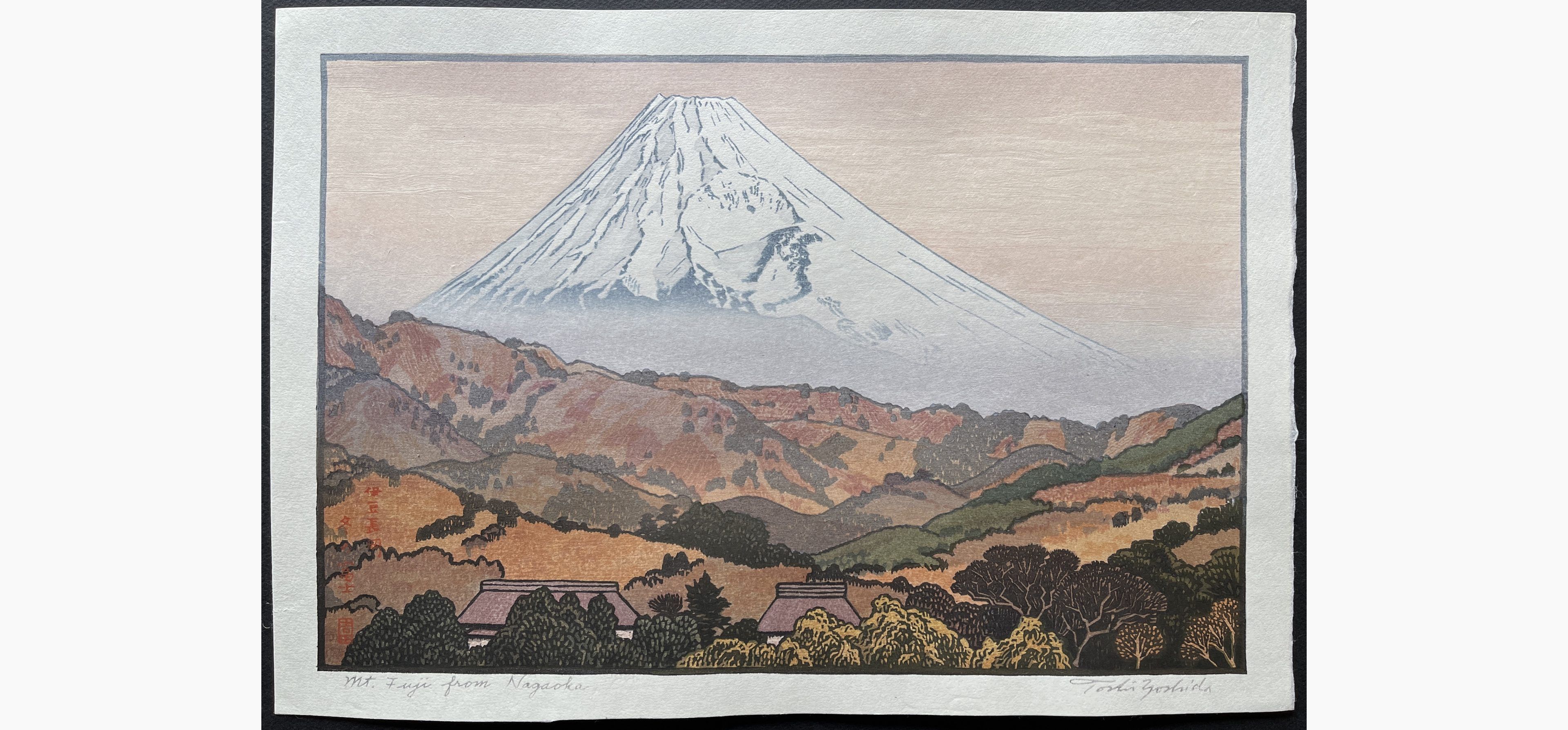 Japanese woodblock print - Toshi Yoshida - Mt. Fuji from Nagaoka, Winter