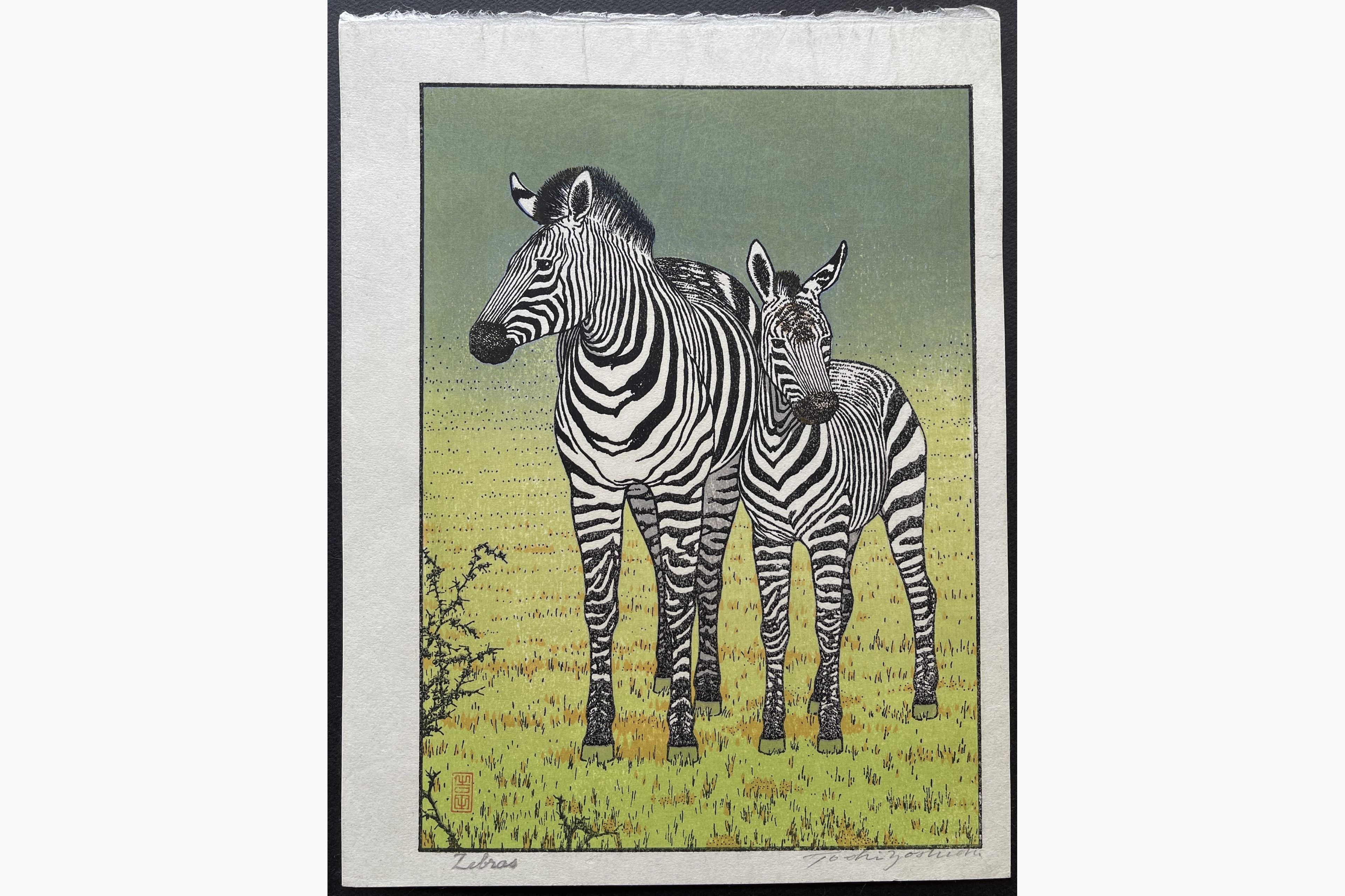正規品販売！ Yoshida Toshi - (Signed) Zebras - Prints Japanese 絵画