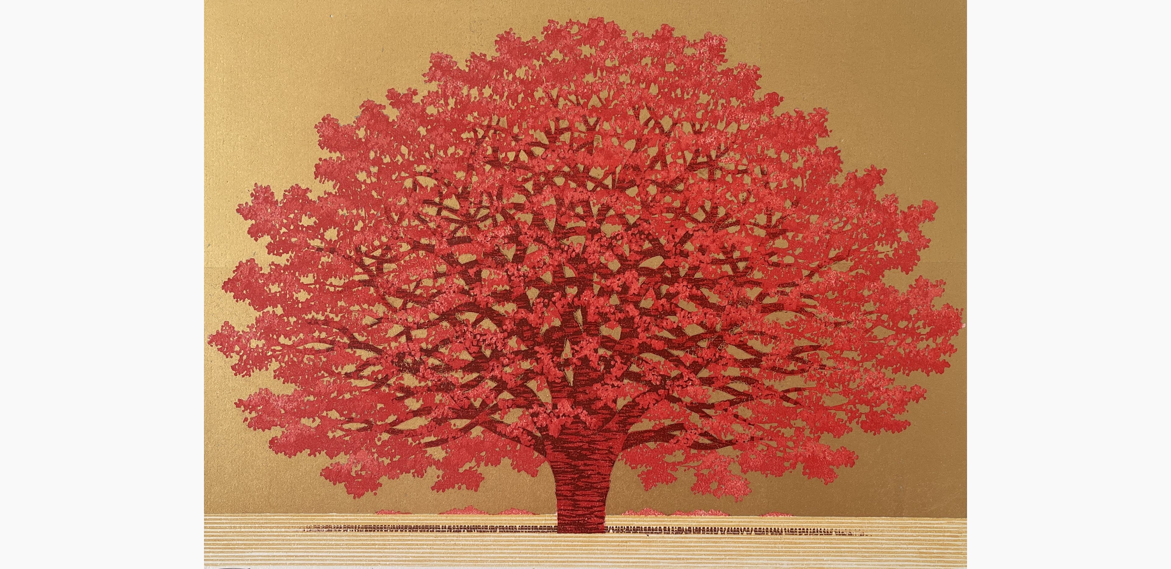 Original woodblock print - Hajime Namiki - Tree scene 140