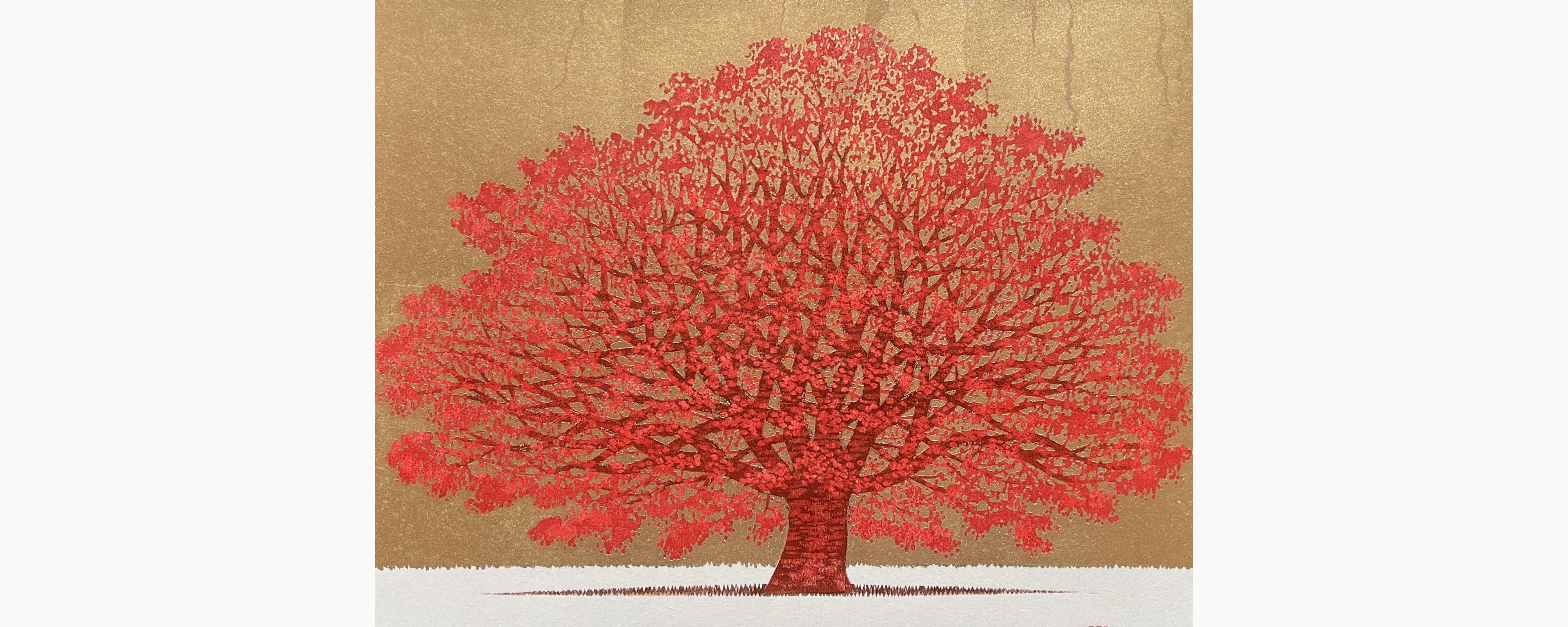 Original woodblock print - Hajime Namiki - Tree Scene 160A