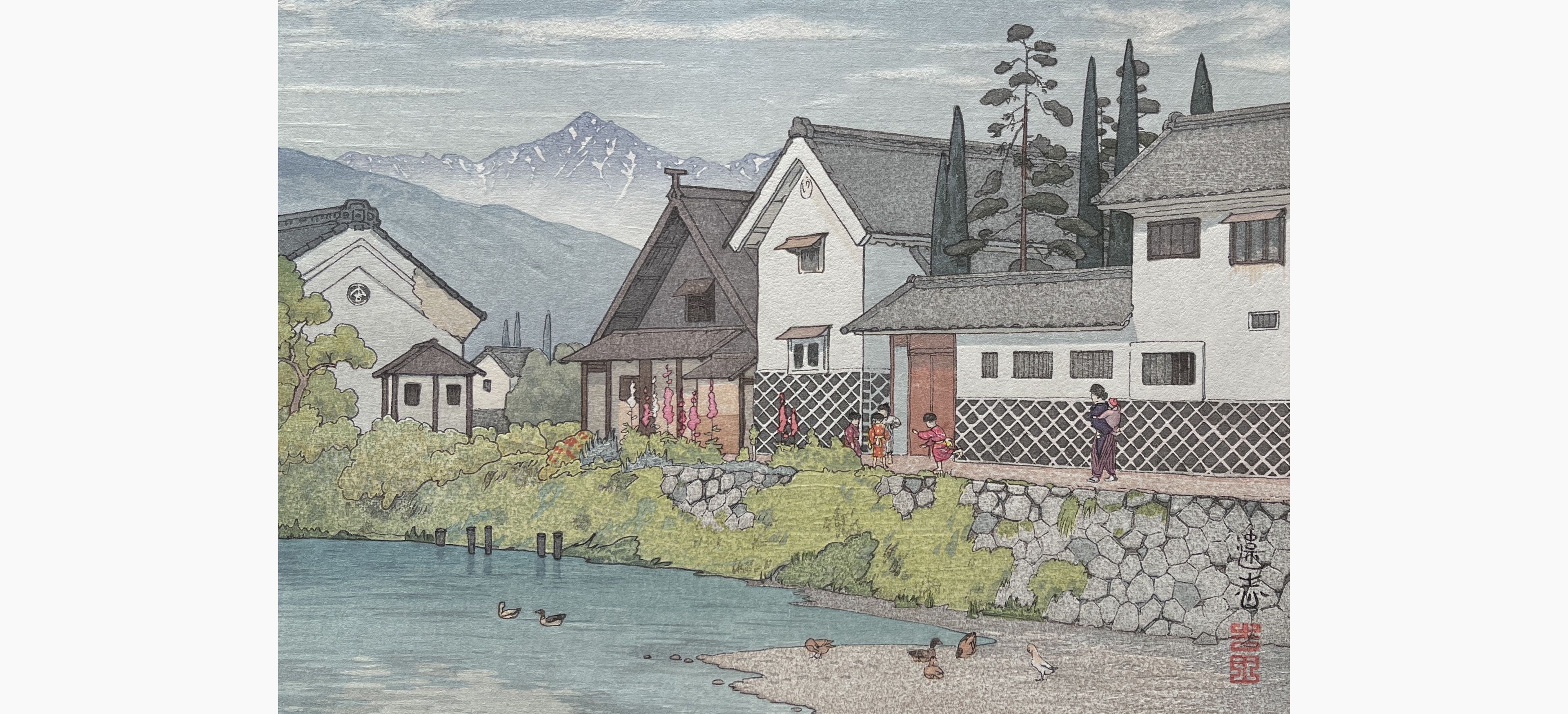 Original woodblock print - Toshi Yoshida - Matsumoto