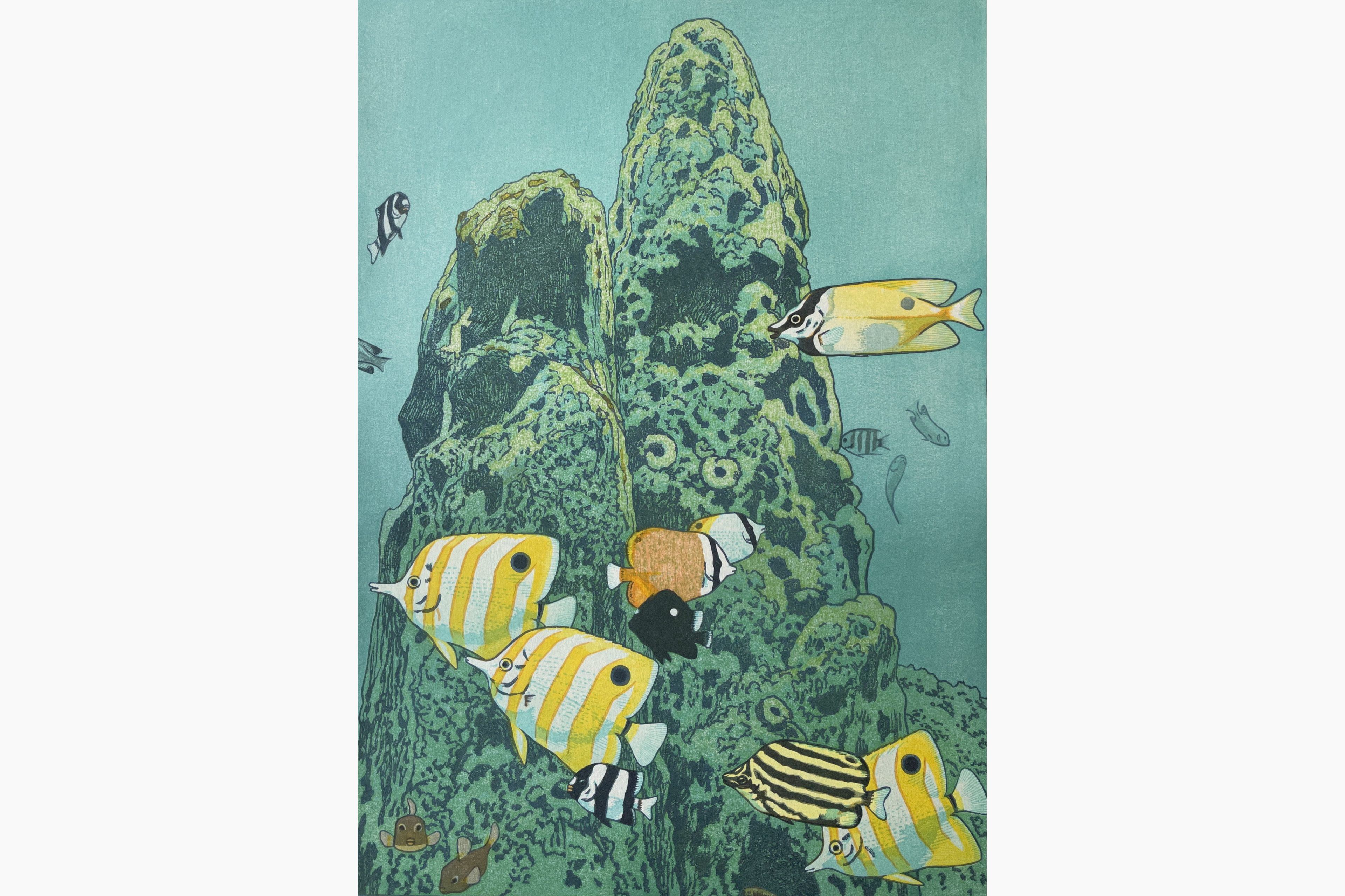 Original woodblock print - Toshi Yoshida - Sea Fishes