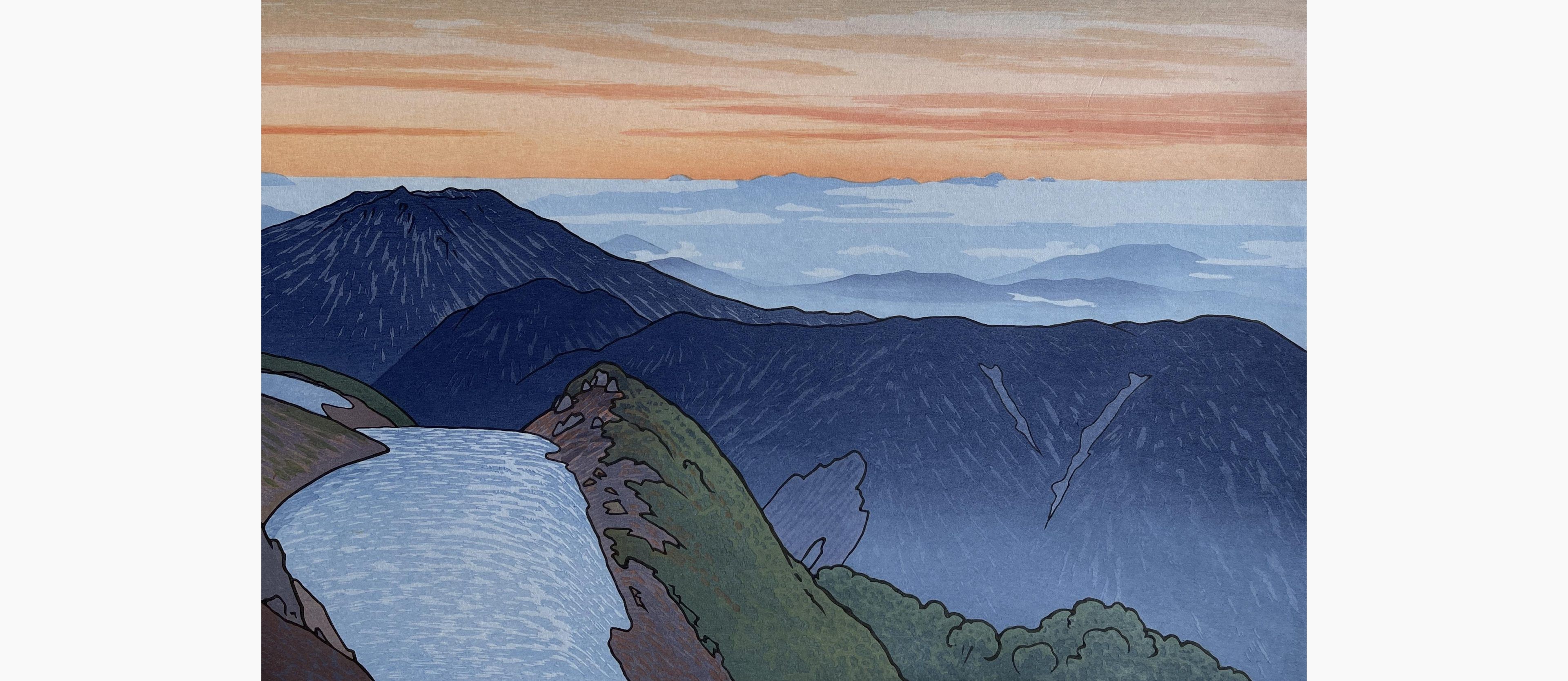 Original woodblock print - Toshi Yoshida - Tsubakurodake, Morning