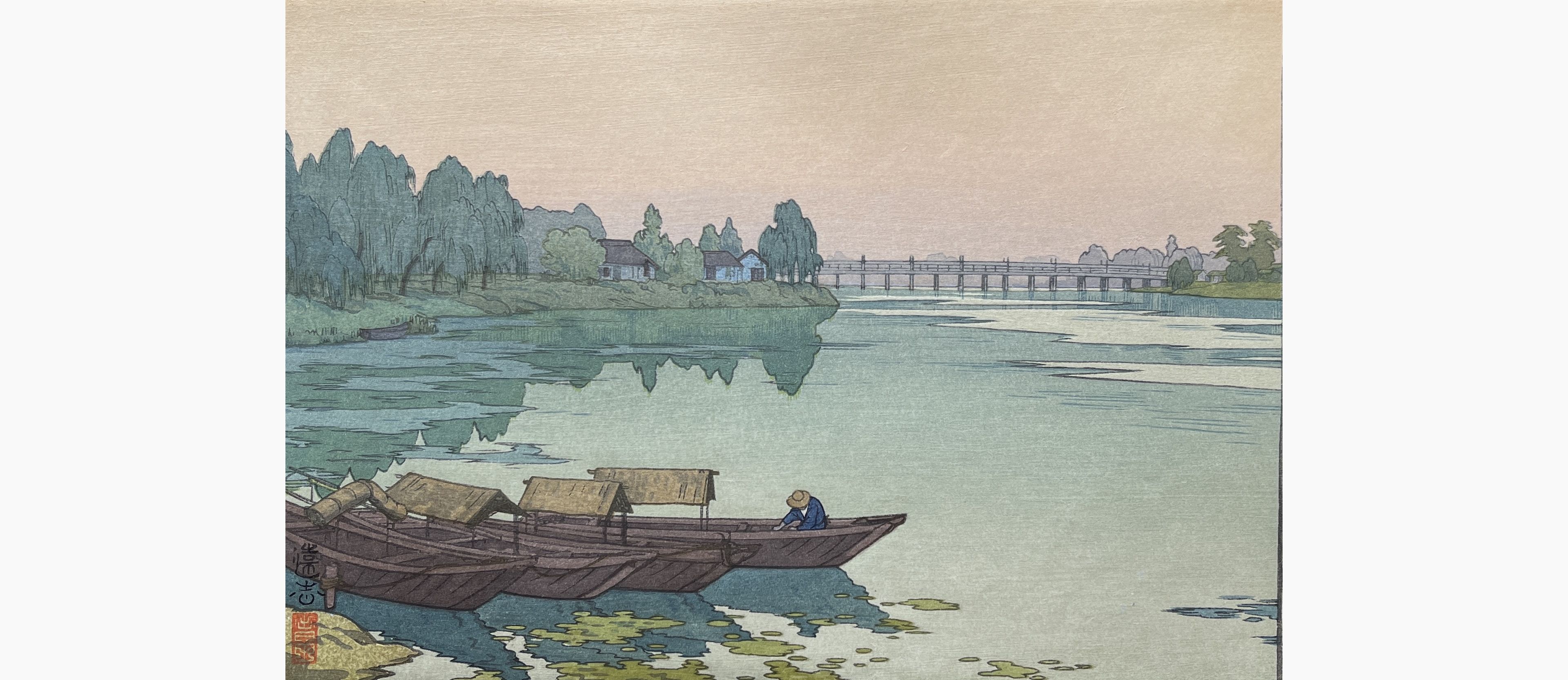 Original woodblock print - Toshi Yoshida - Yodo River