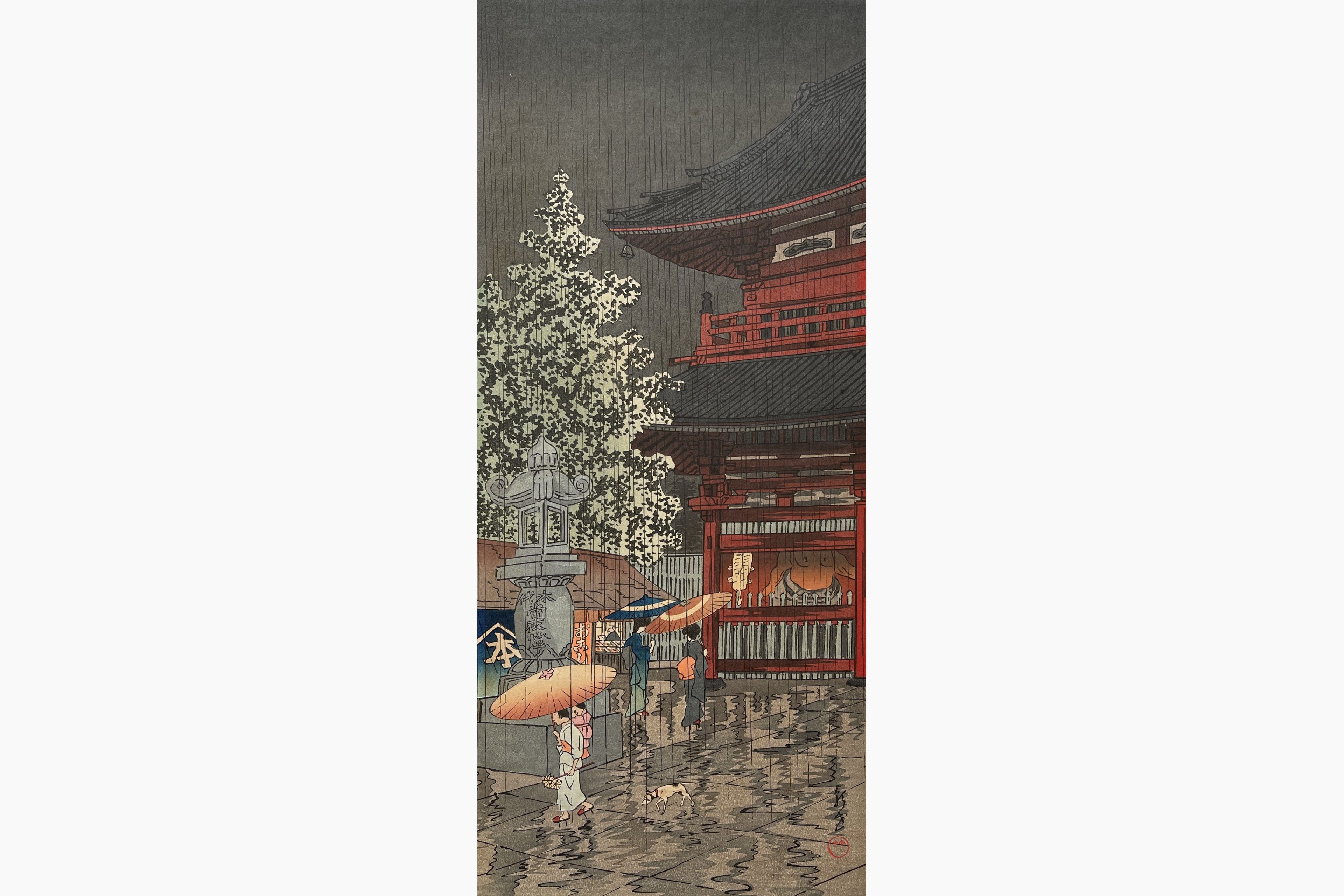 Original woodblock print - Choko - Asakusa Temple