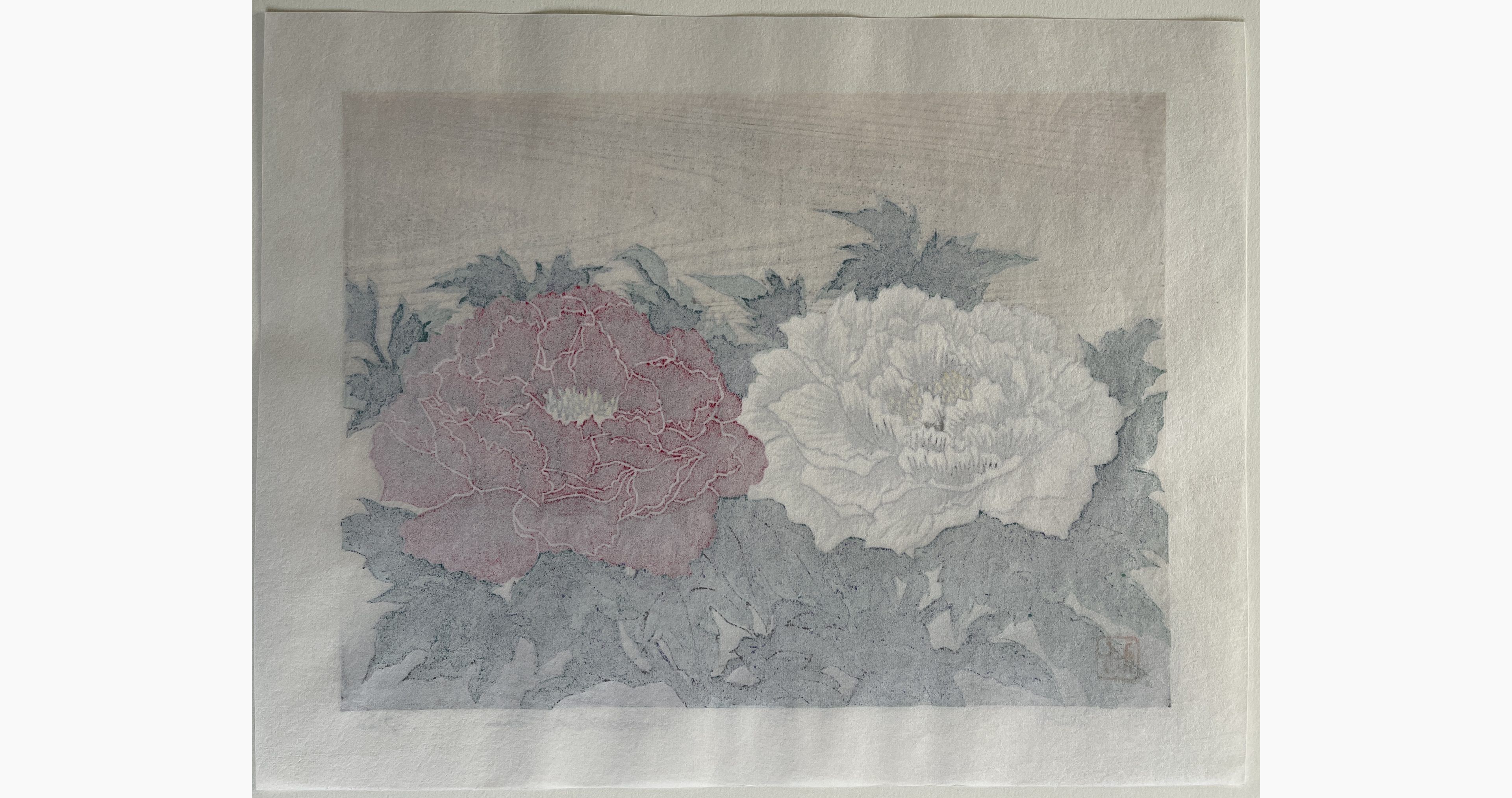 Japanese print - Aiwa Katsushi - Peonies