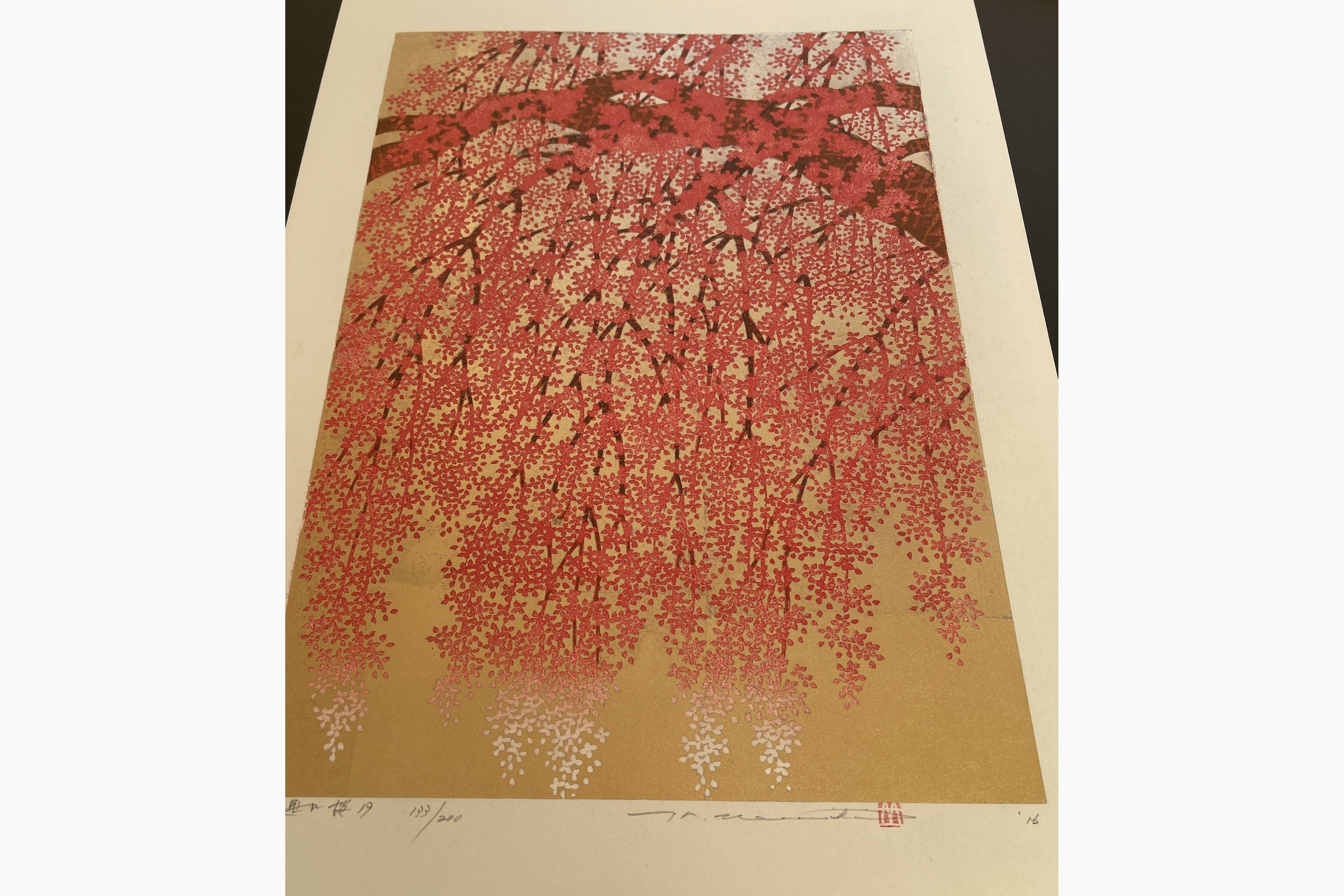 Japanese print - Hajime Namiki - Weeping Cherry 19