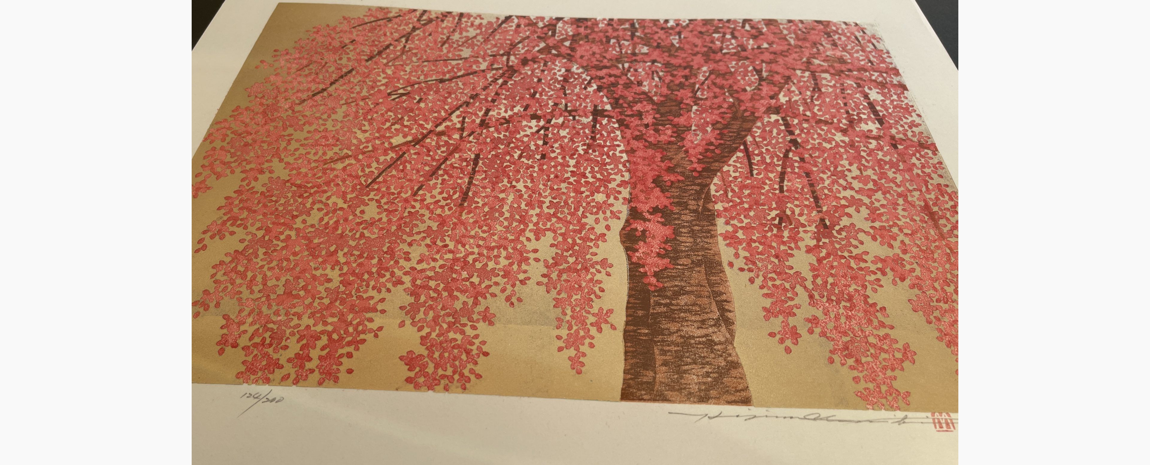 Japanese print - Hajime Namiki - Weeping Cherry 24