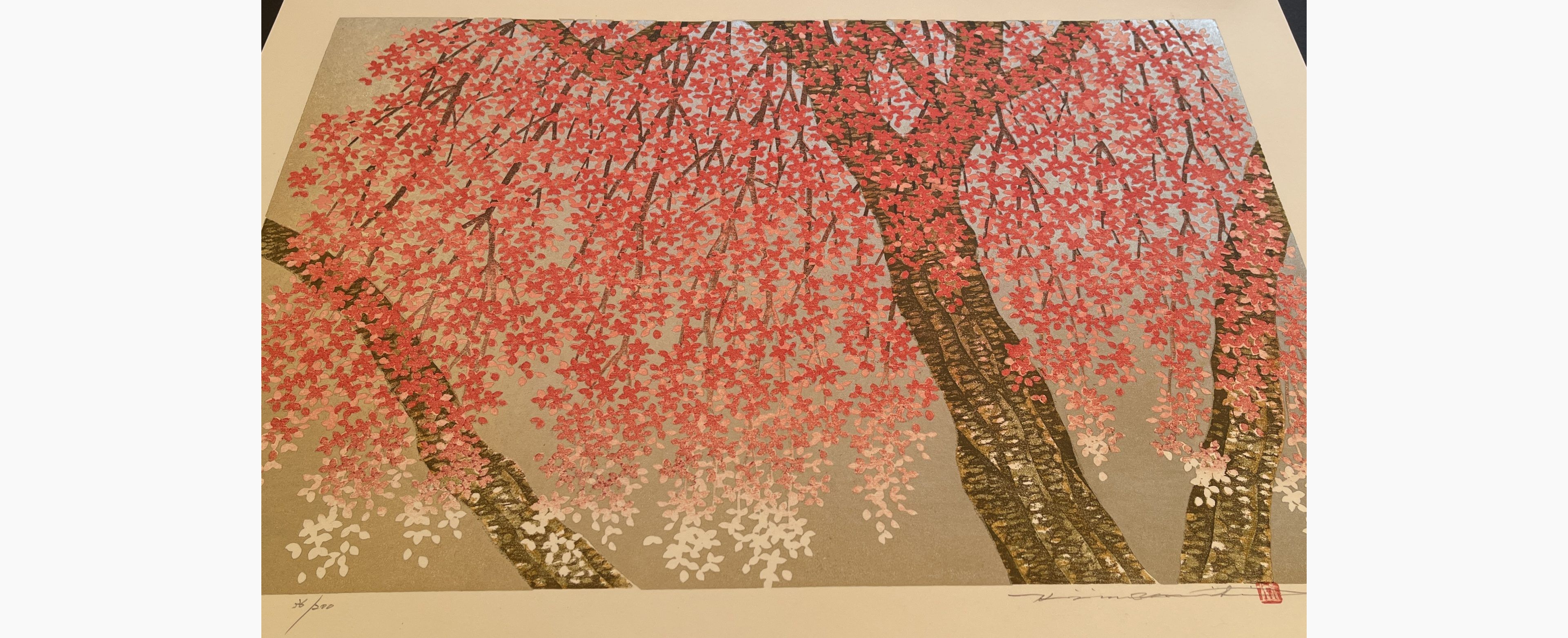 Japanese print - Hajime Namiki - Weeping Cherry 29