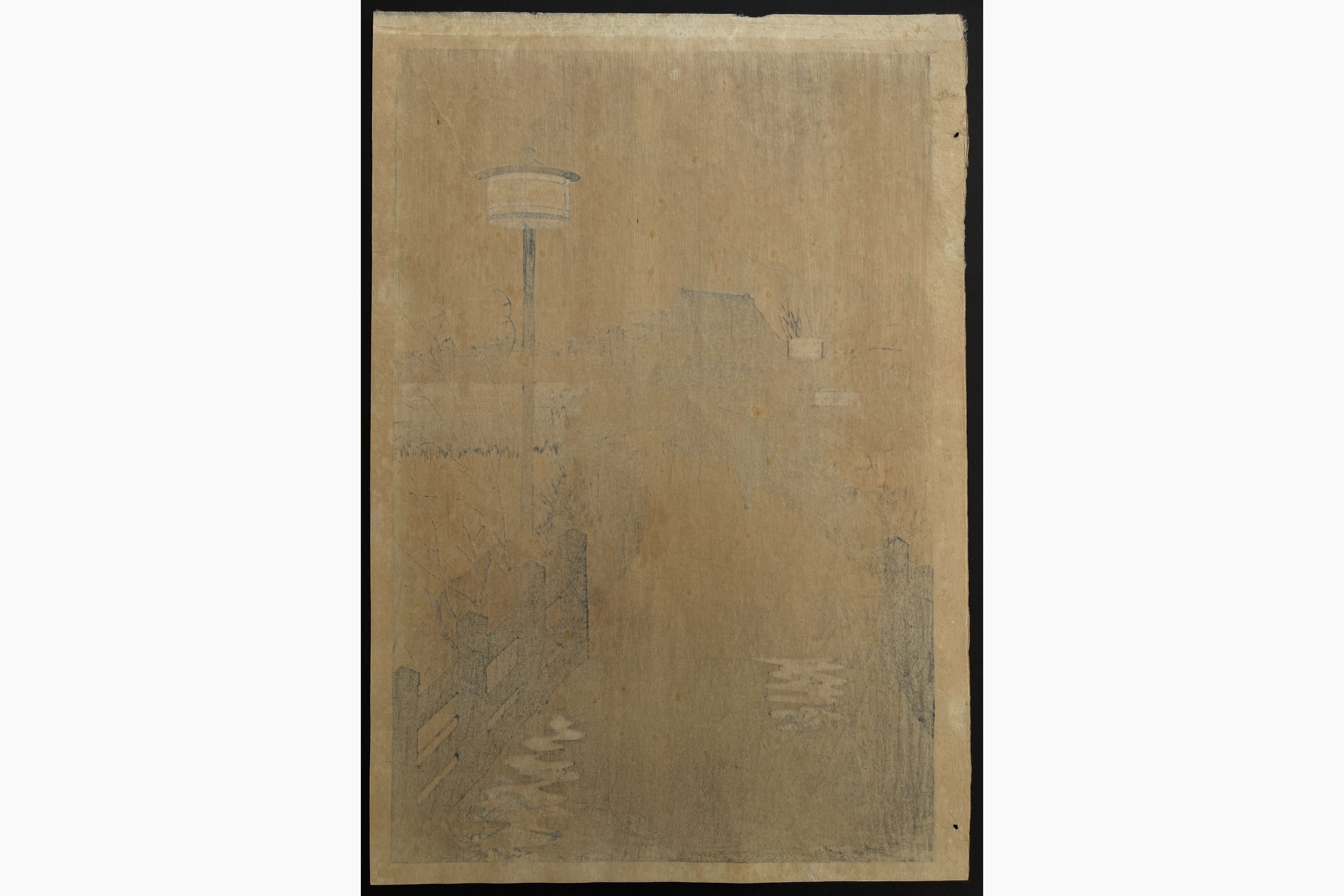 Japanese print - Kasamatsu Shiro - Night Rain at Shinobazu Pond