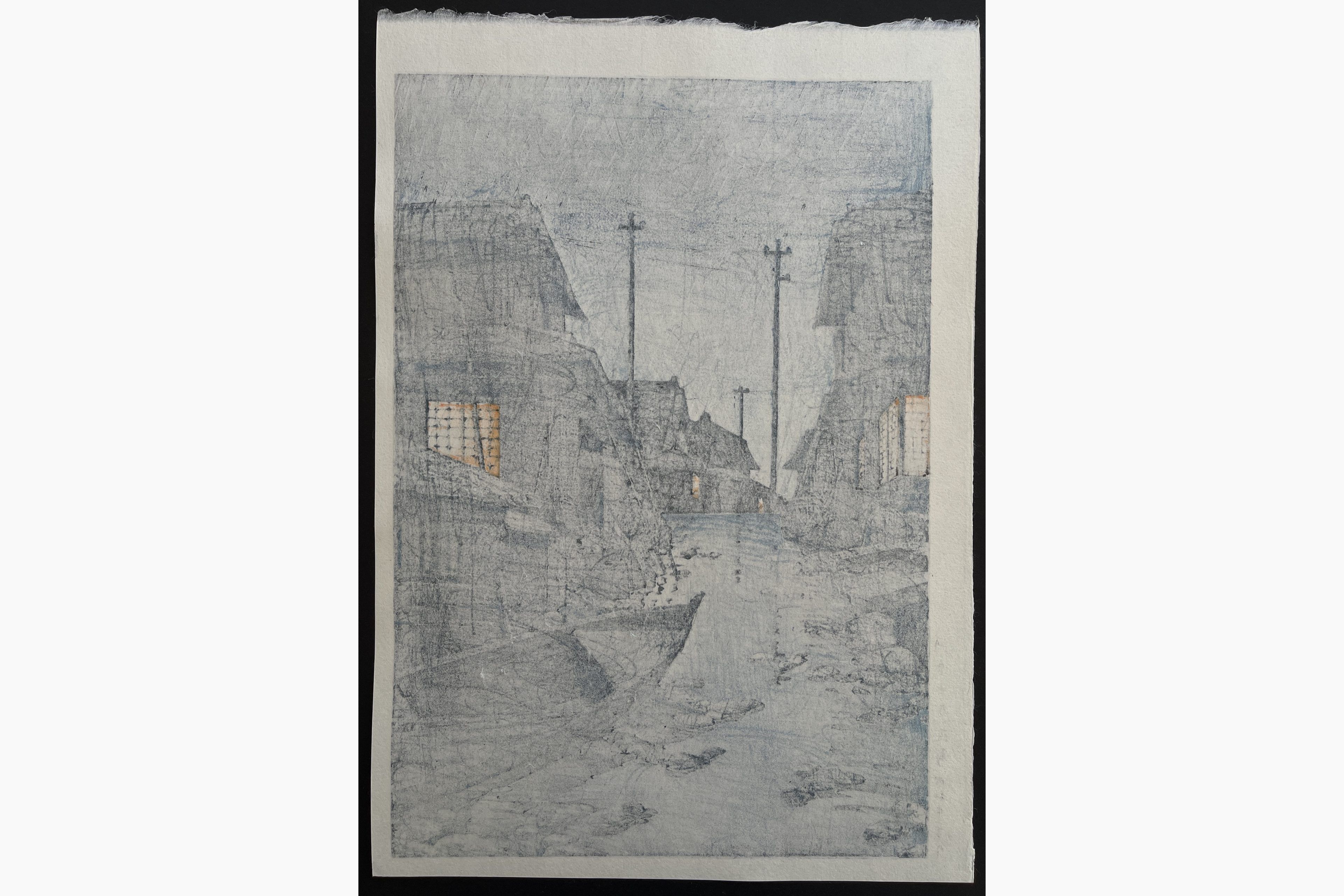 Japanese print - Kawase Hasui - Night Rain at Kawarako