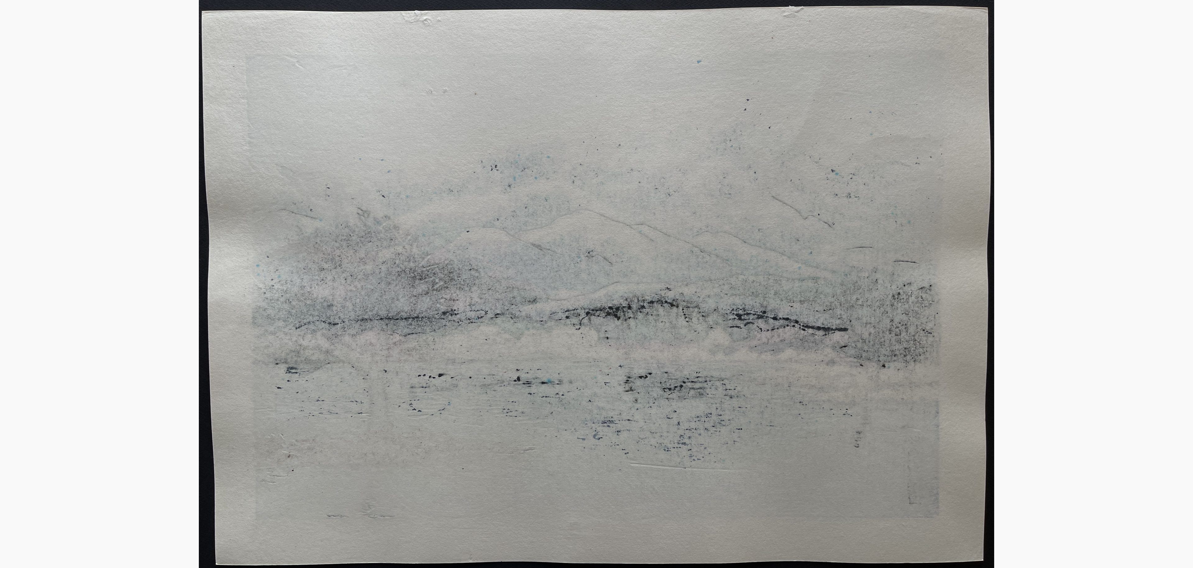 Japanese print - Nishijima Katsuyuki - Evening Snow on Mount Ibuki