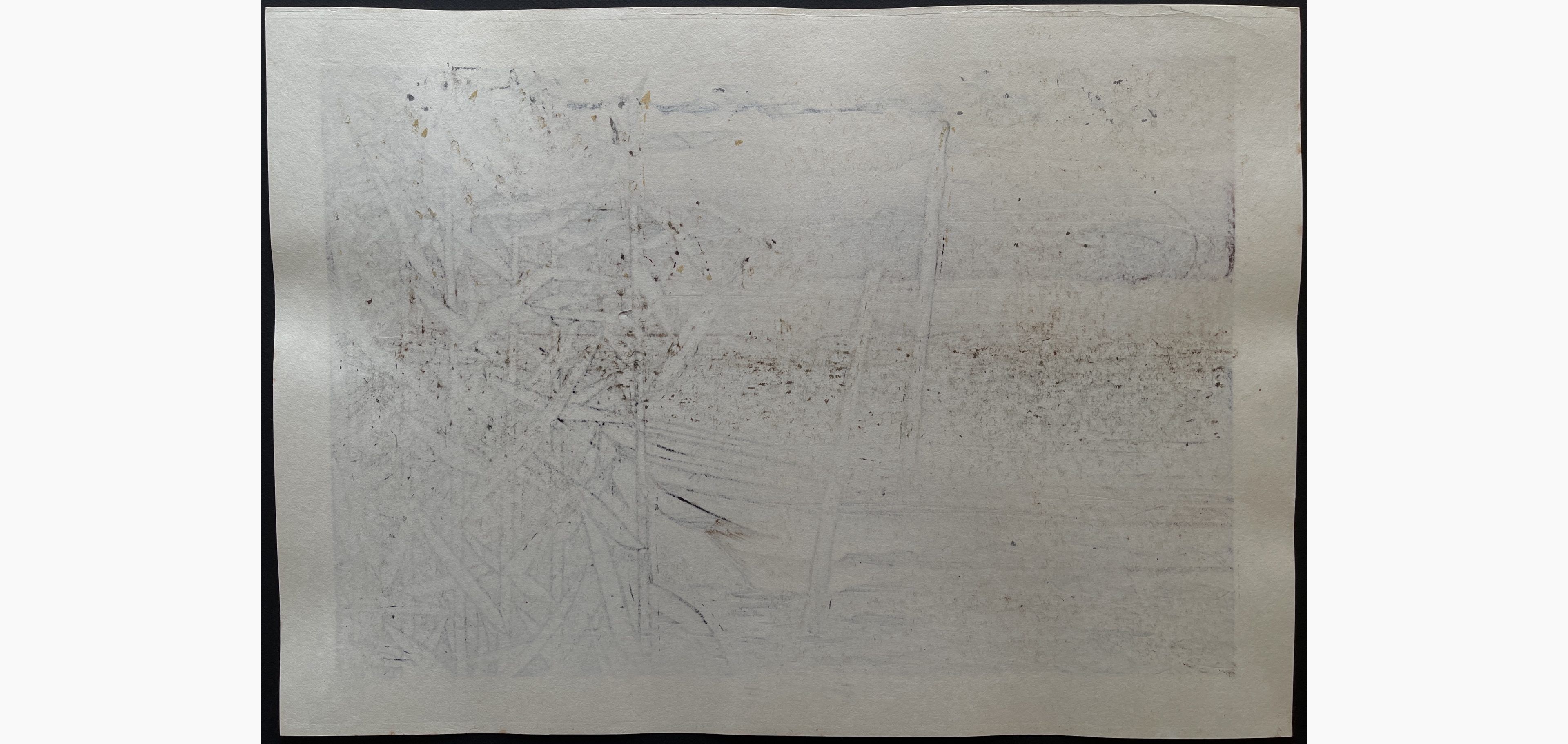 Japanese print - Nishijima Katsuyuki - Geese Descending at Azuchi