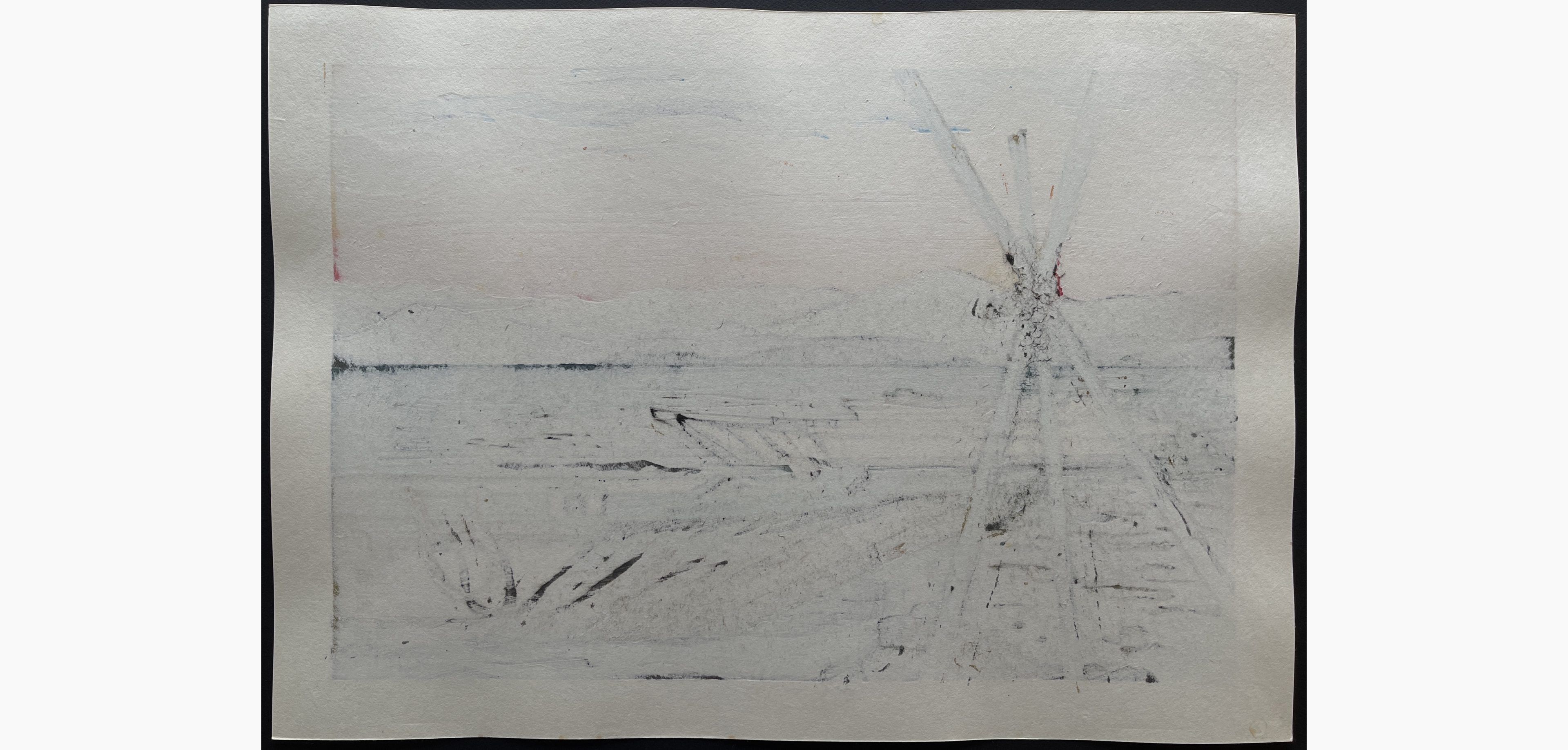 Japanese print - Nishijima Katsuyuki - Returning Sails at Sugaura
