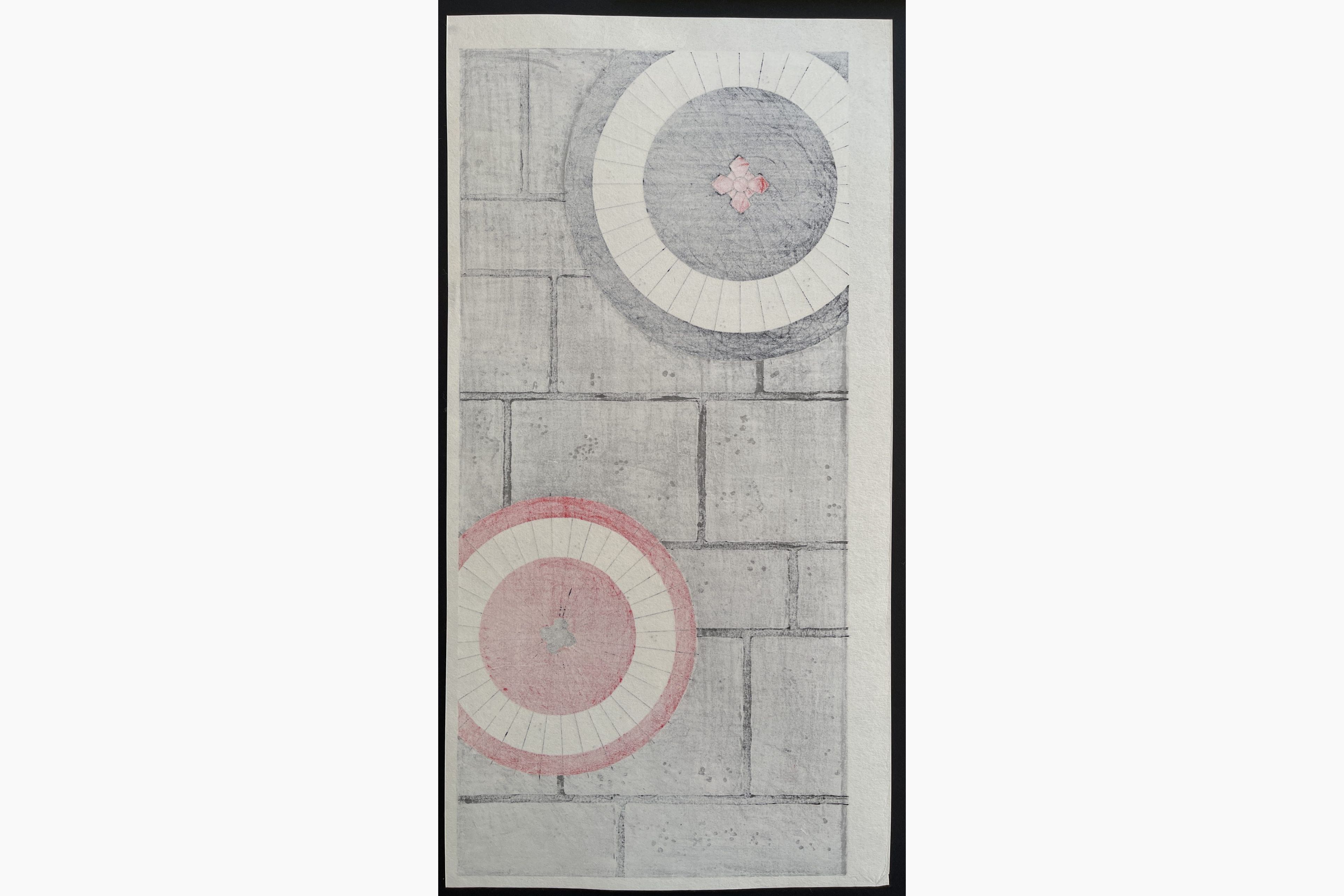 Japanese print - Teruhide Kato - Crossing Umbrellas