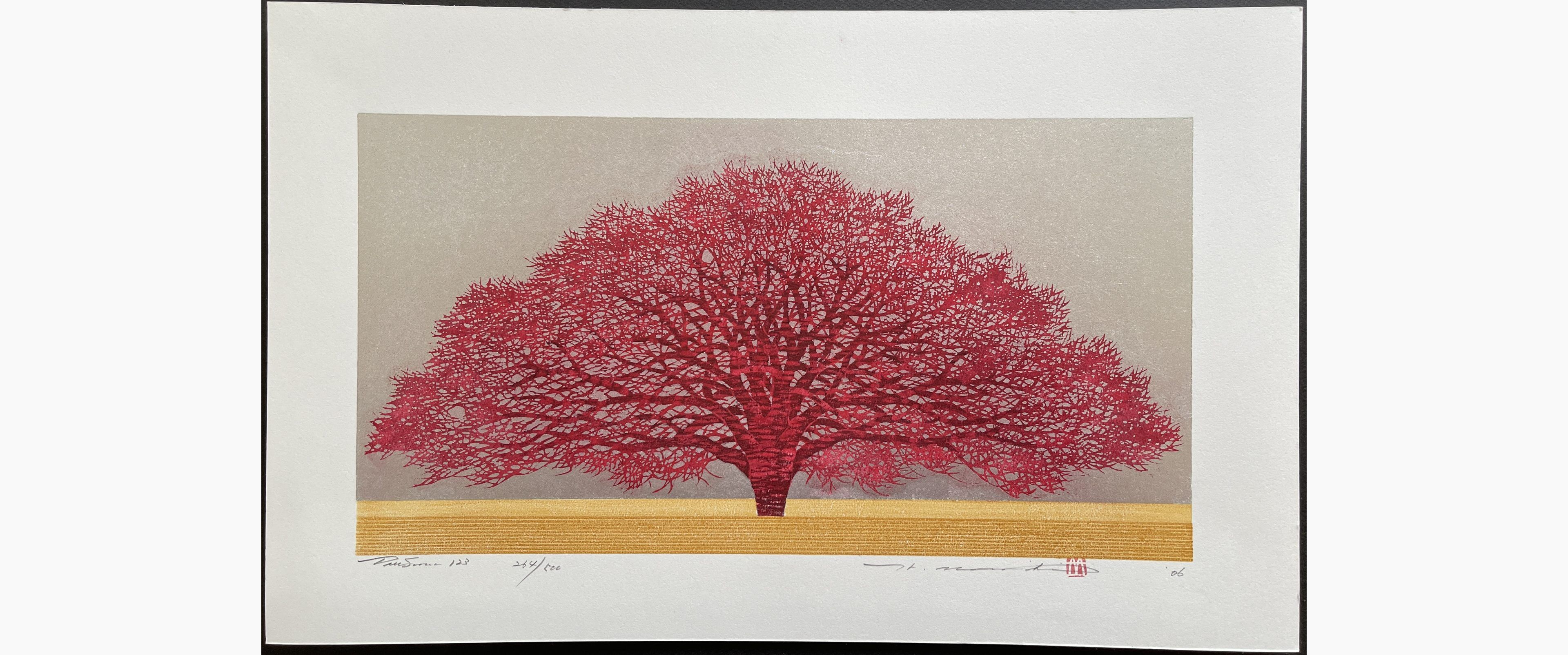 Japanese woodblock print - Hajime Namiki - Tree scene 123