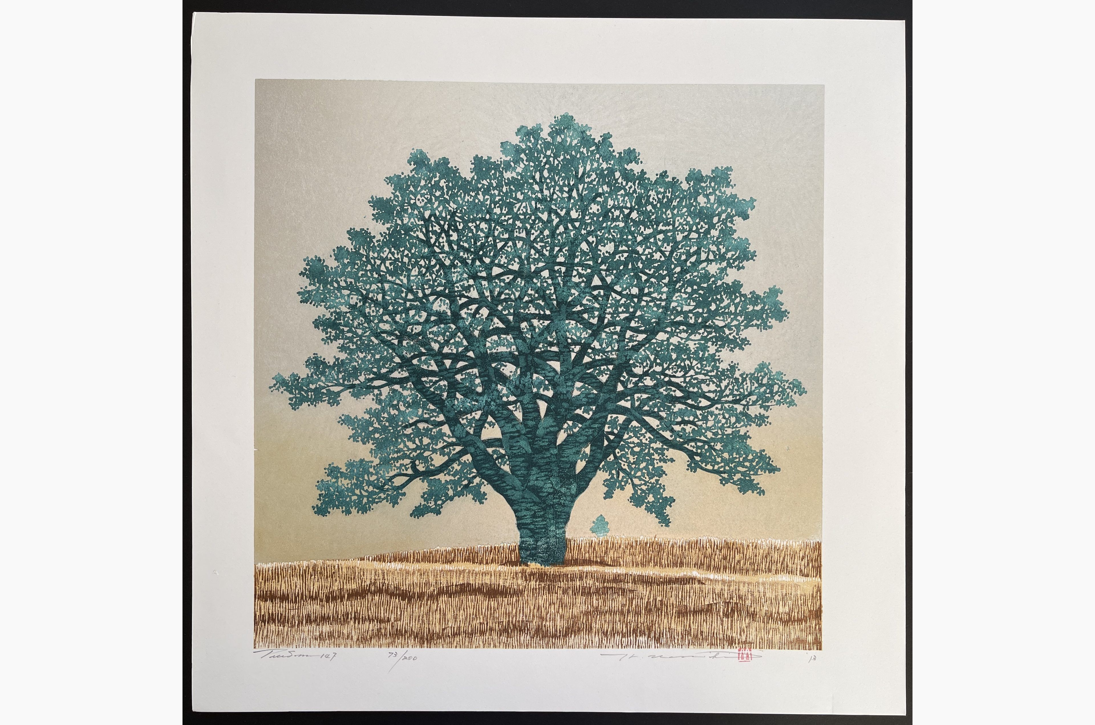 Japanese woodblock print - Hajime Namiki - Tree Scene 147