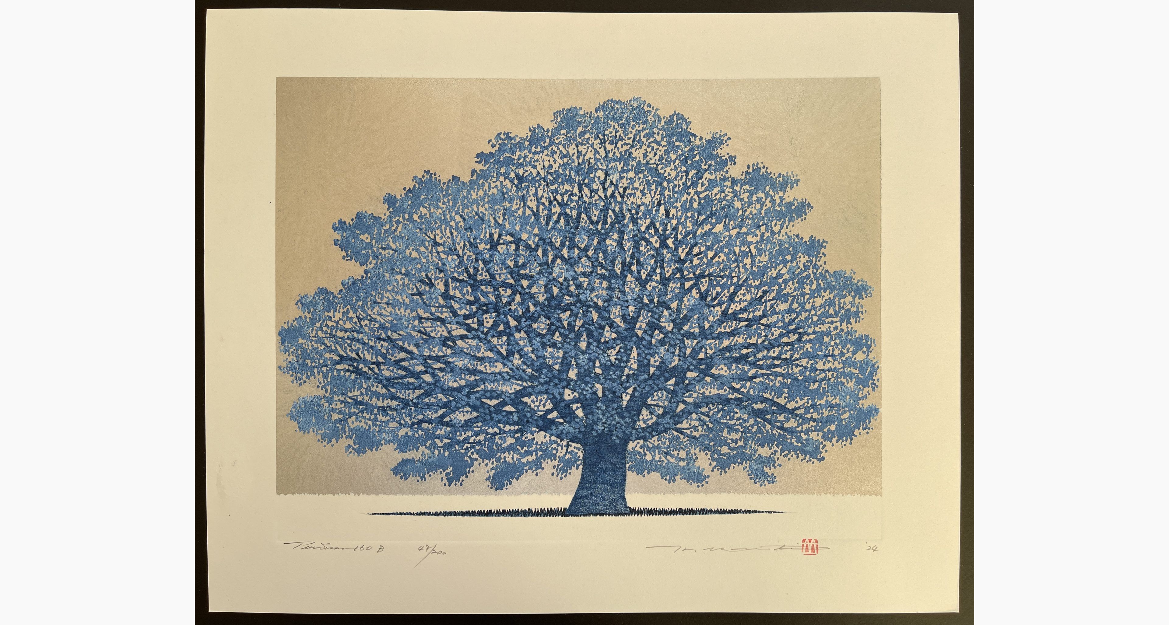Japanese woodblock print - Hajime Namiki - Tree Scene 160B
