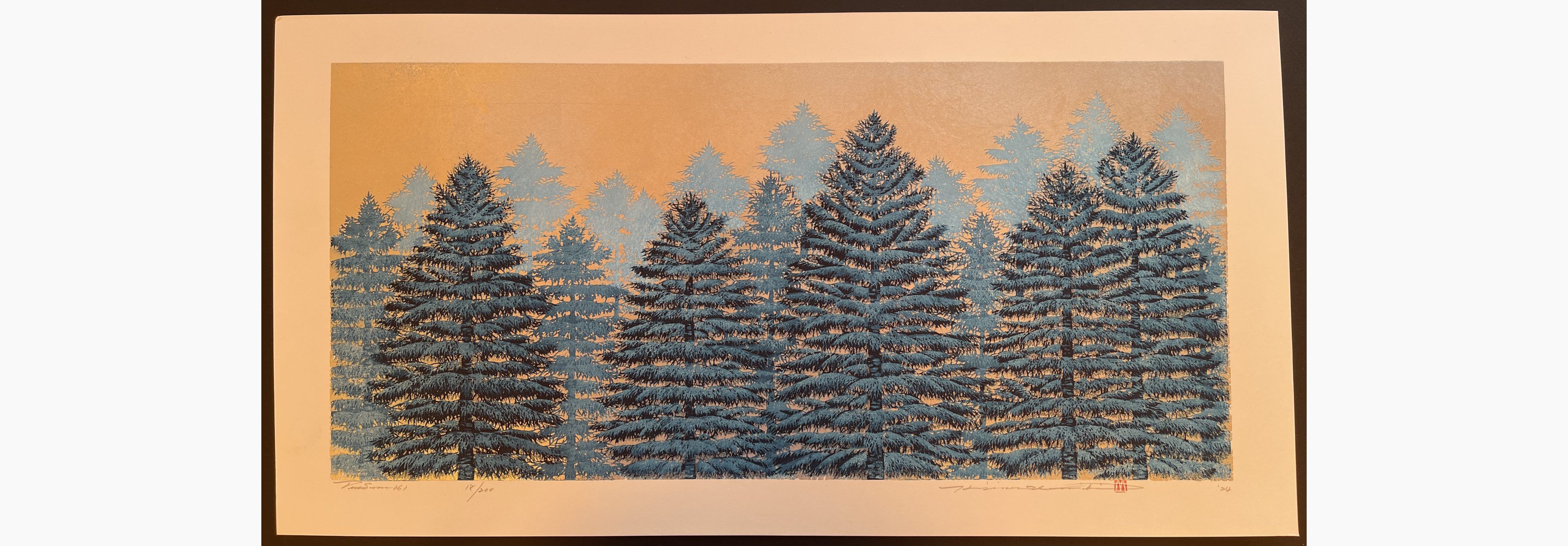 Japanese woodblock print - Hajime Namiki - Tree Scene 161