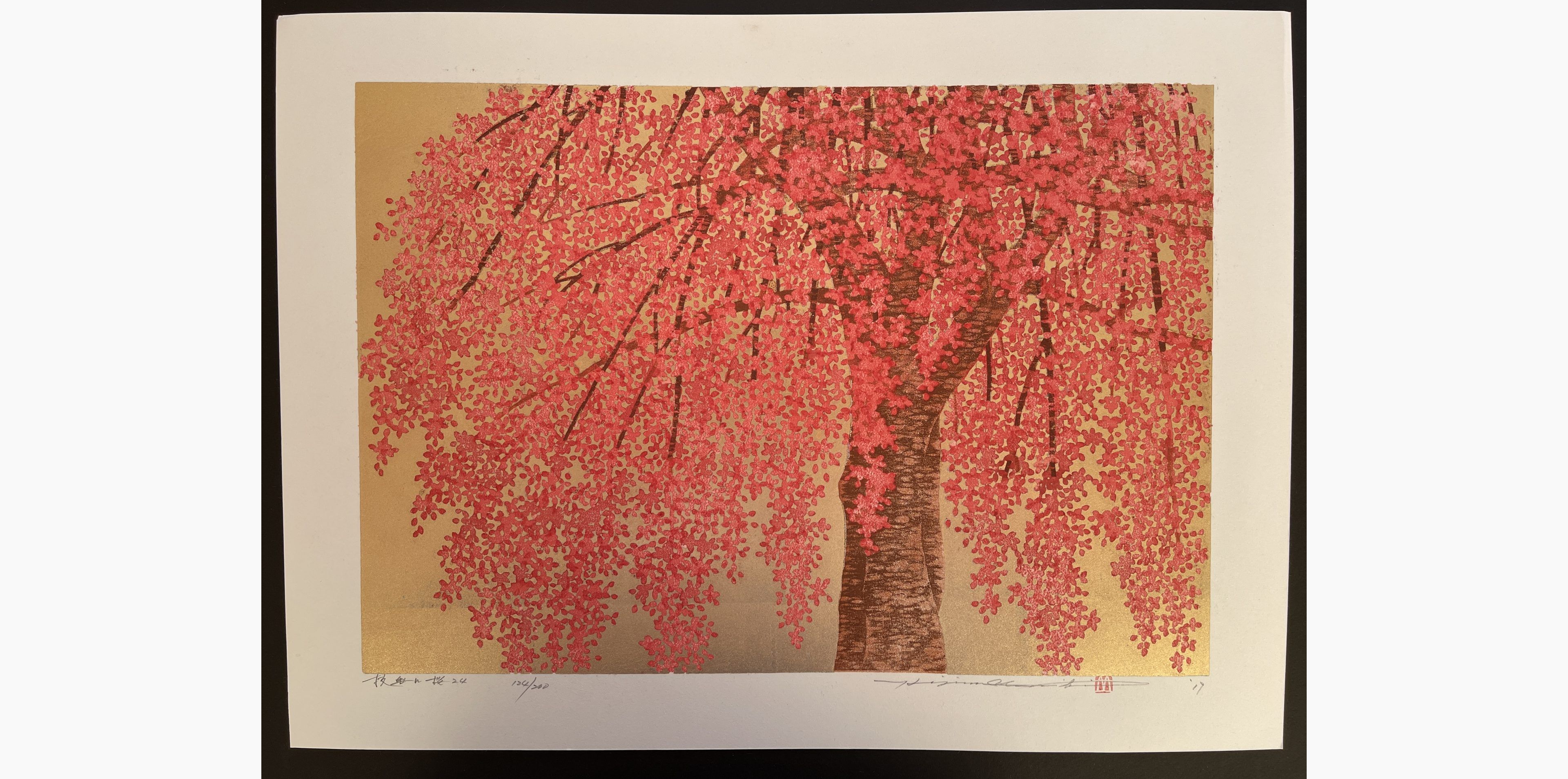 Japanese woodblock print - Hajime Namiki - Weeping Cherry 24