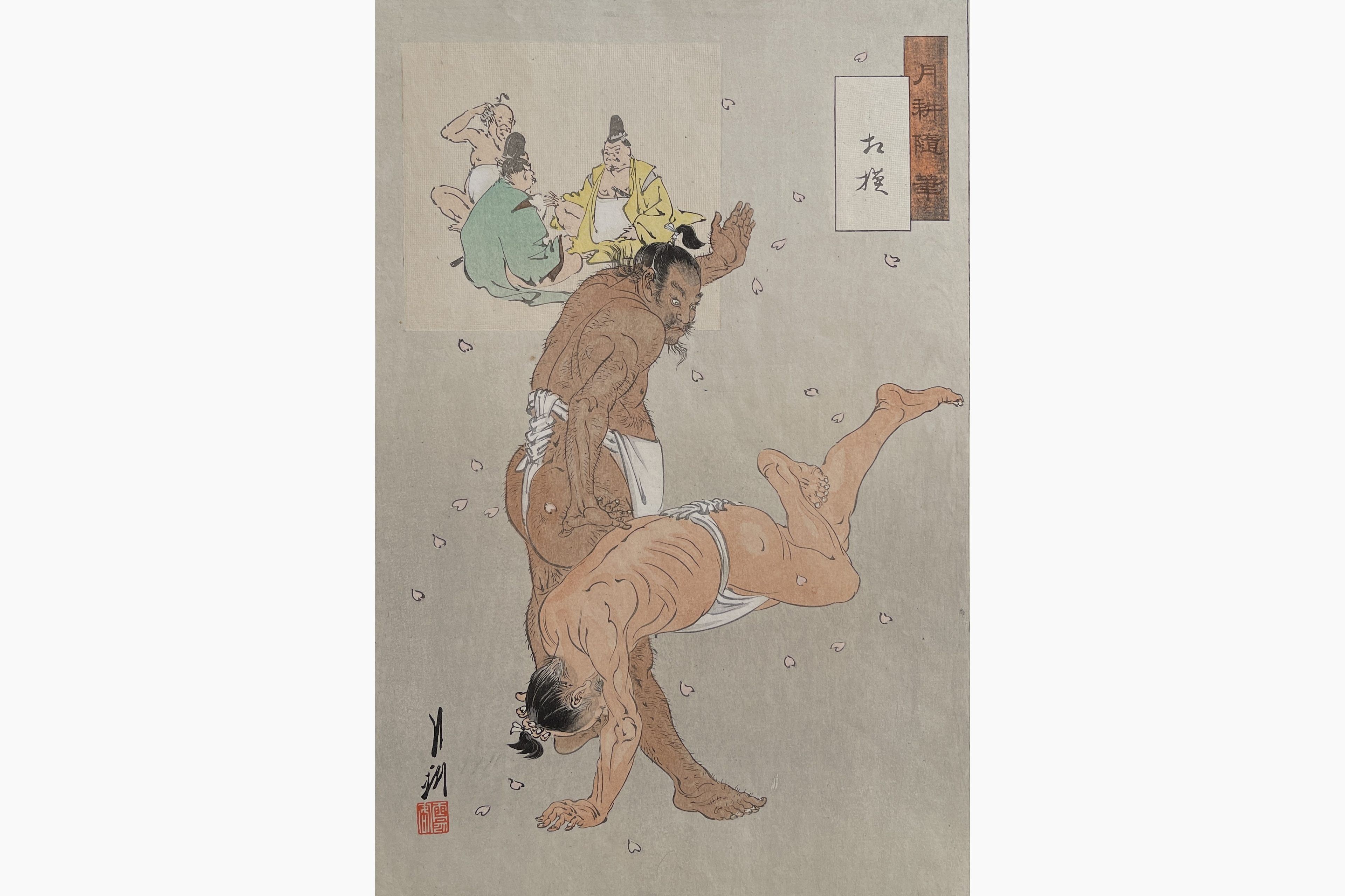 Original woodblock print - Gekko Ogata - Sumo Wrestlers