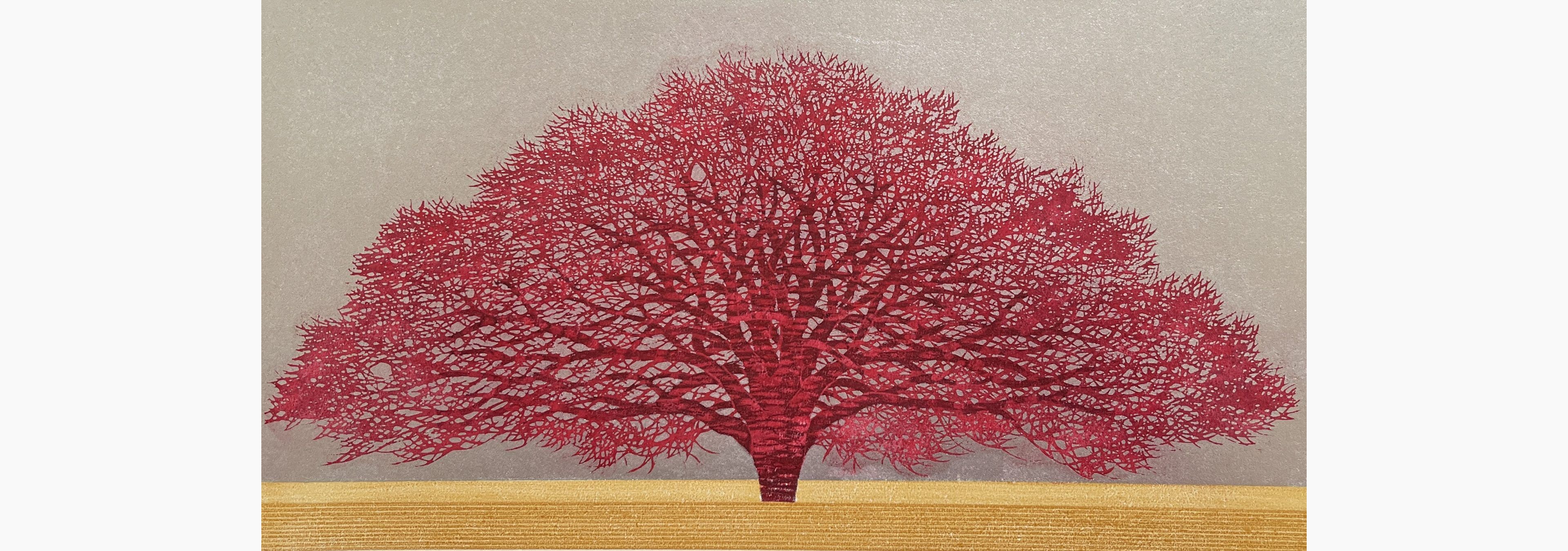 Original woodblock print - Hajime Namiki - Tree scene 123