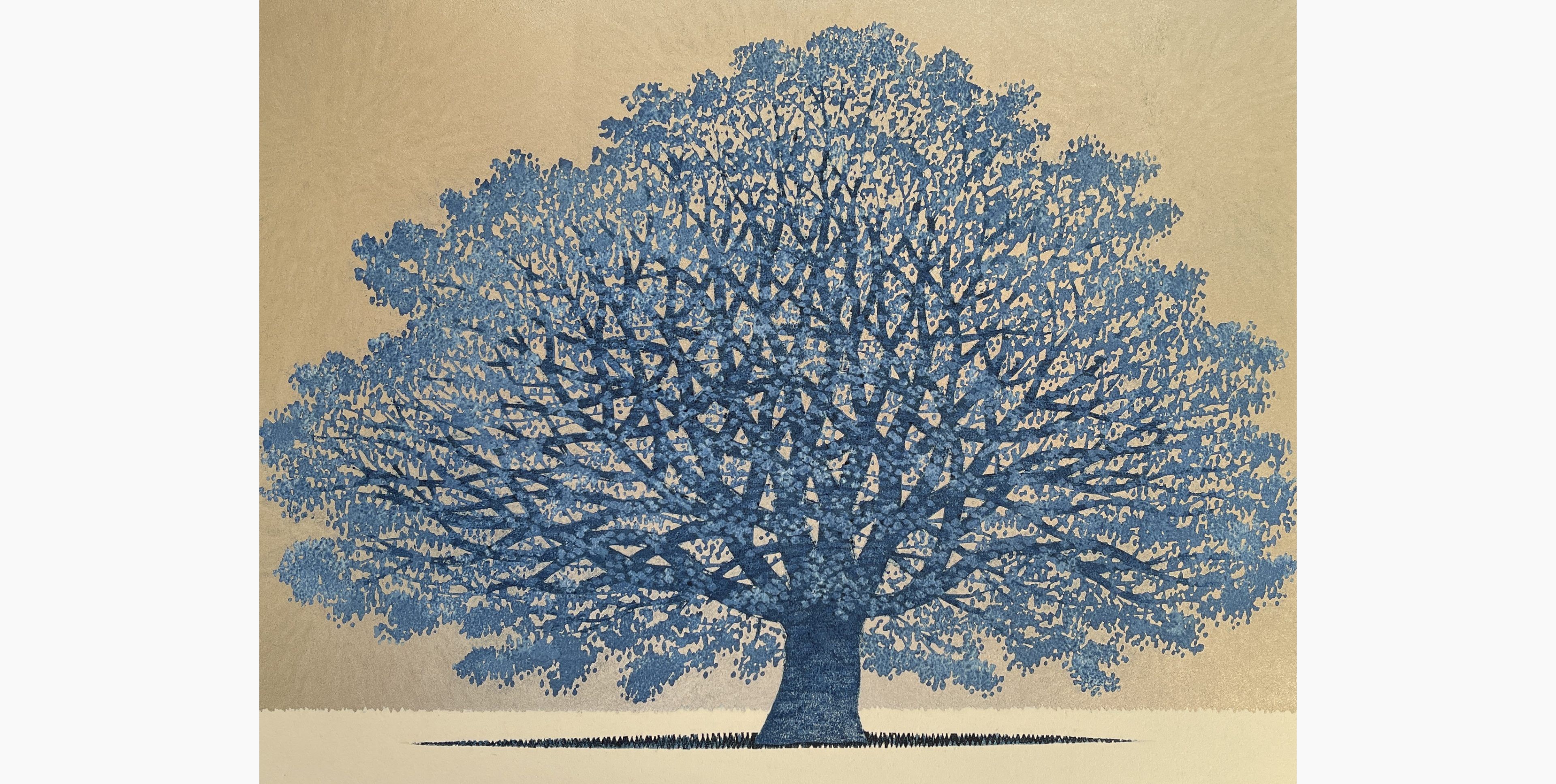 Original woodblock print - Hajime Namiki - Tree Scene 160B