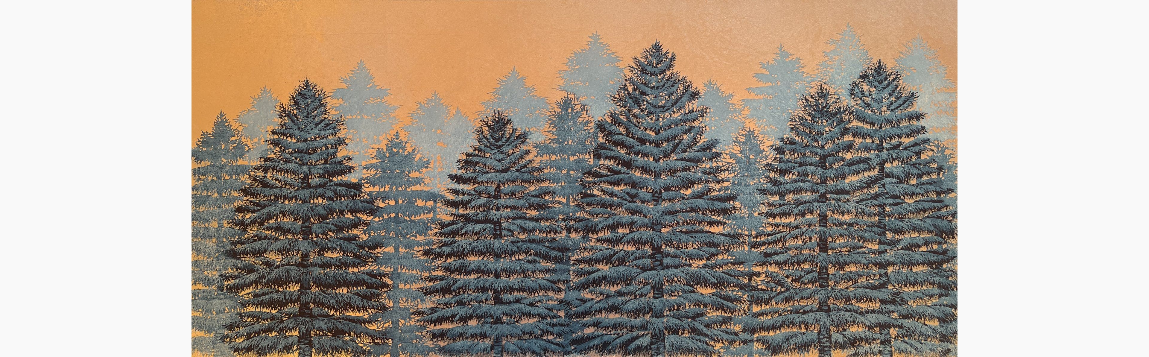 Original woodblock print - Hajime Namiki - Tree Scene 161