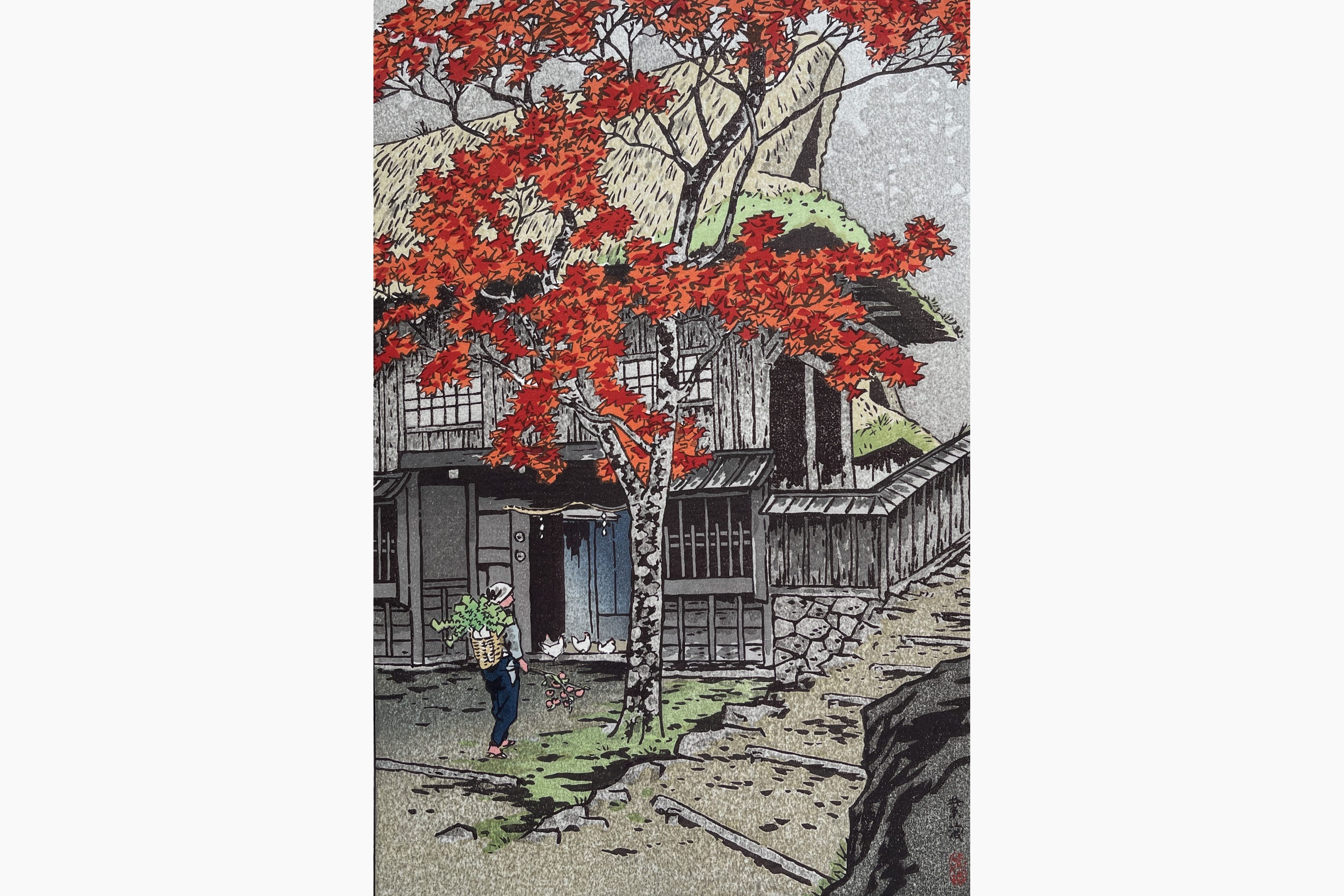 Original woodblock print - Kasamatsu Shiro - House in Ontake