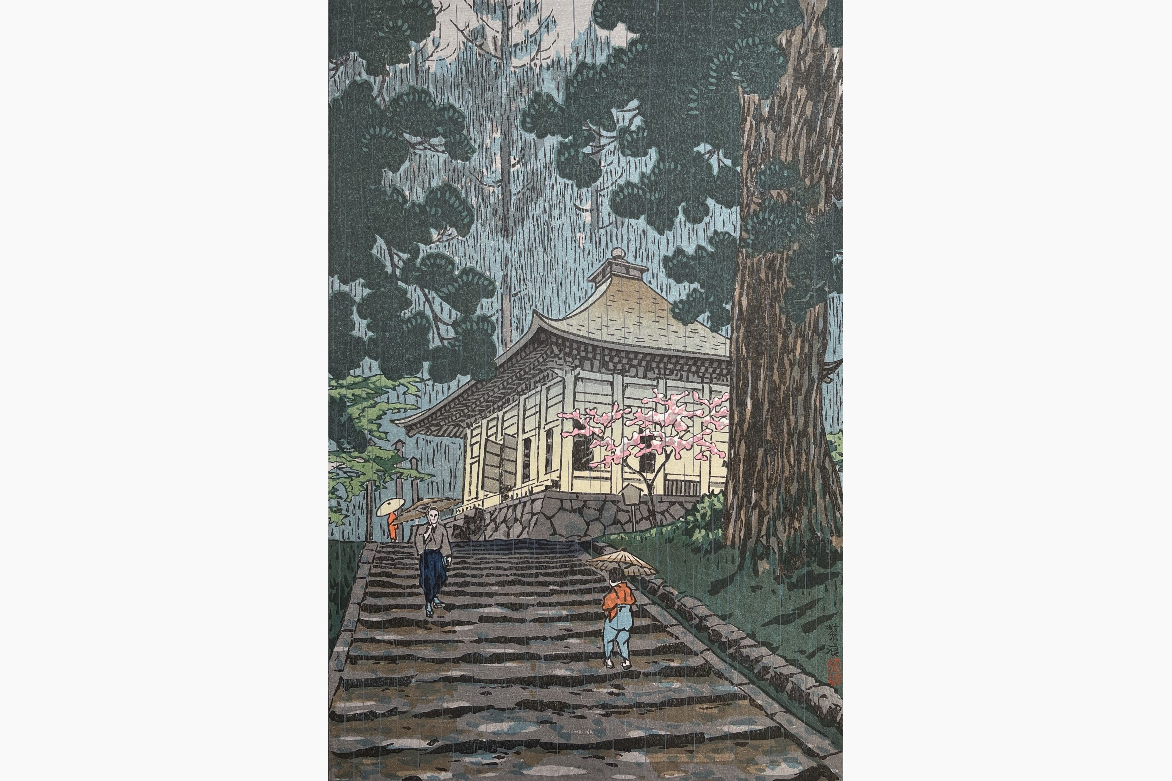 Original woodblock print - Kasamatsu Shiro - Konjikido Shrine, Hiraizumi