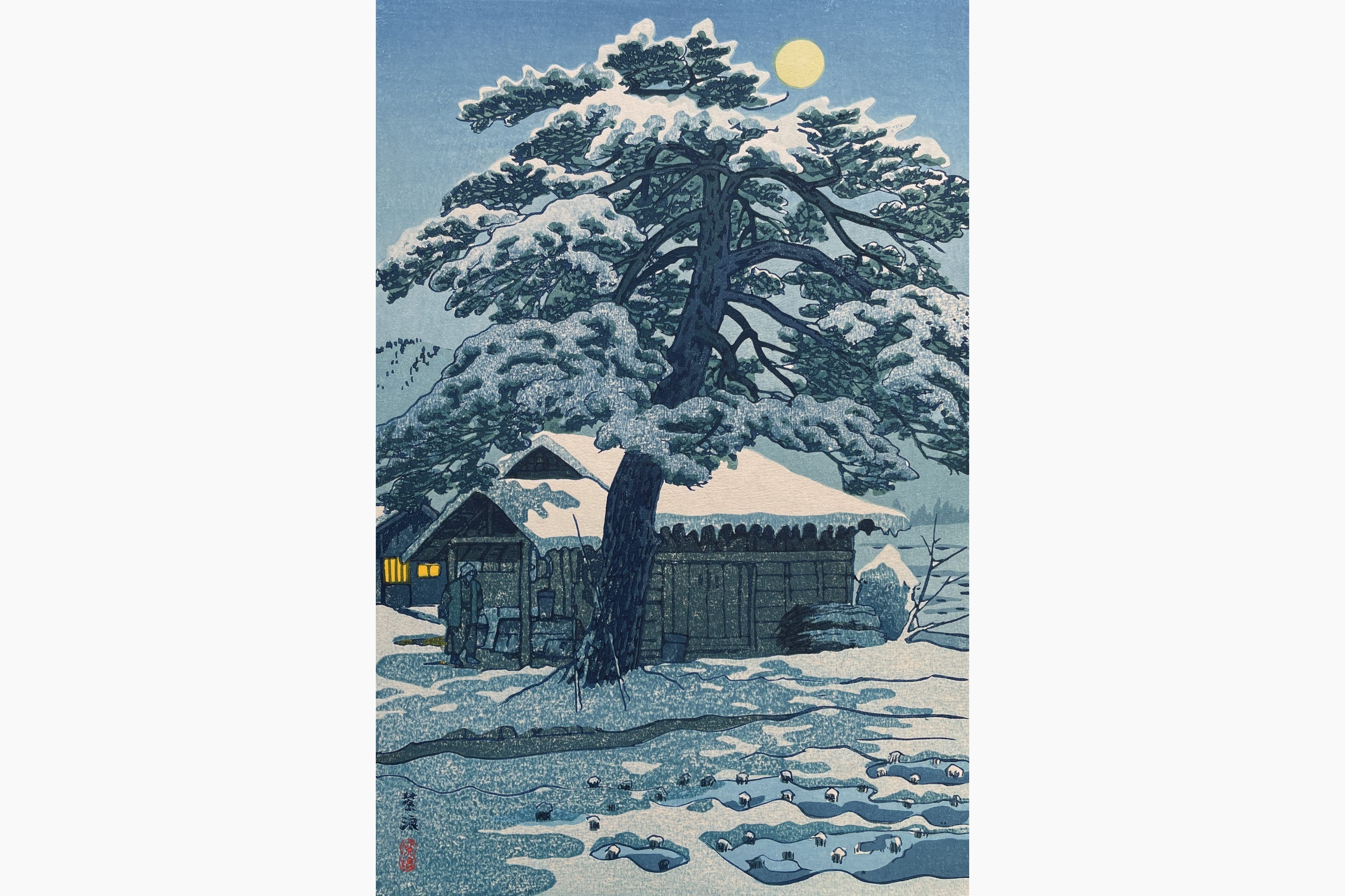 Original woodblock print - Kasamatsu Shiro - Ruins of Shitomae Barrier