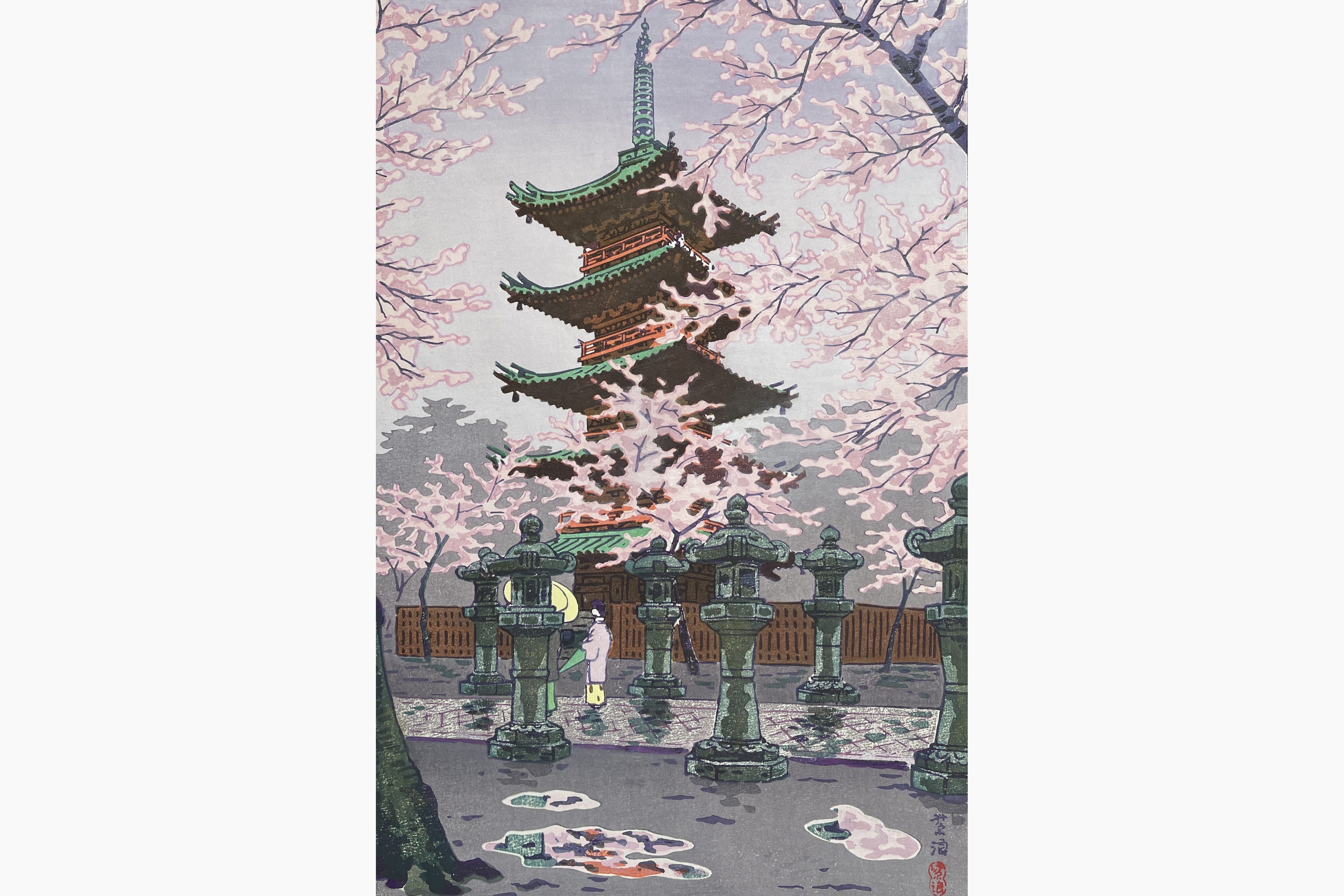 Original woodblock print - Kasamatsu Shiro - Ueno Toshogu Shrine