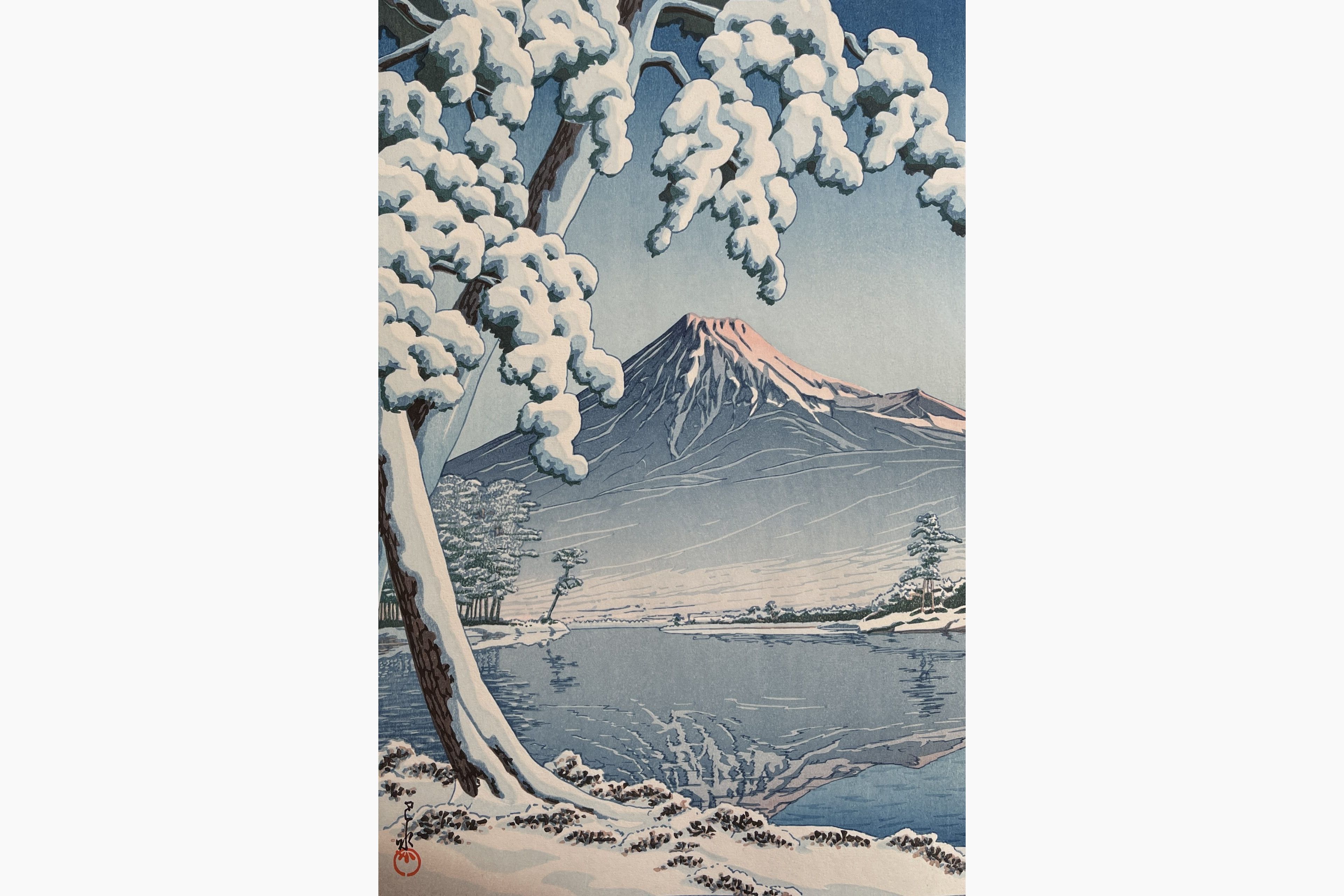 Original woodblock print - Kawase Hasui - Clearing after a Snowfall on Mount Fuji