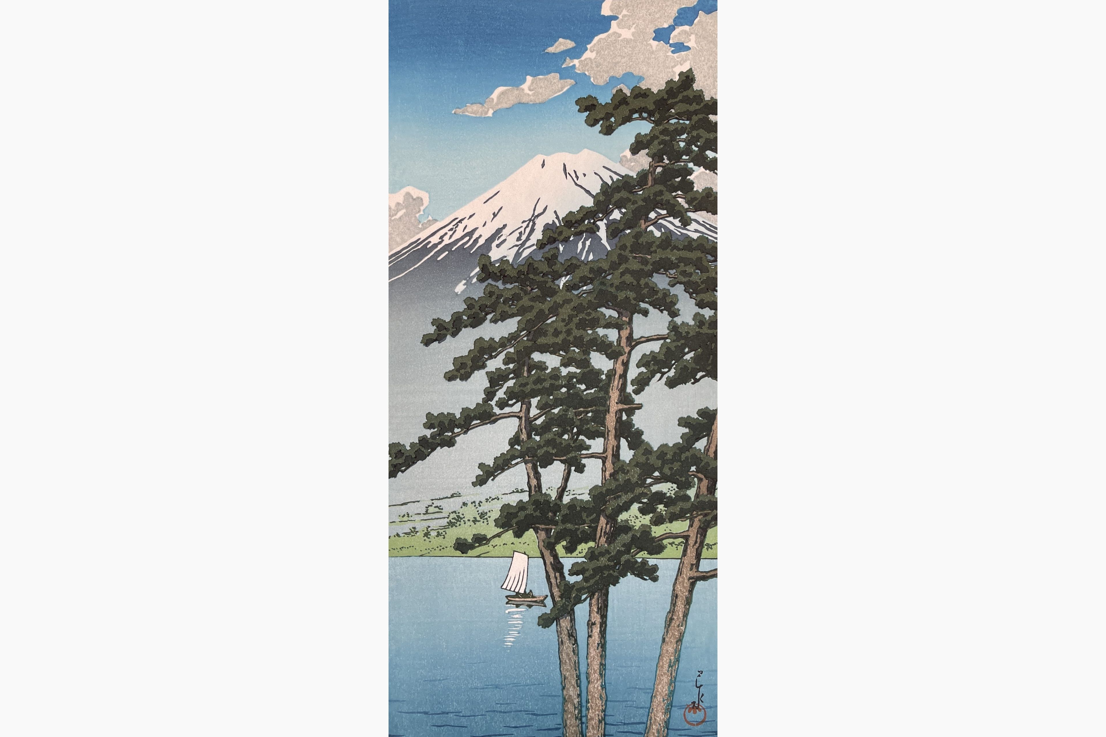 Original woodblock print - Kawase Hasui - Lake Kawaguchi