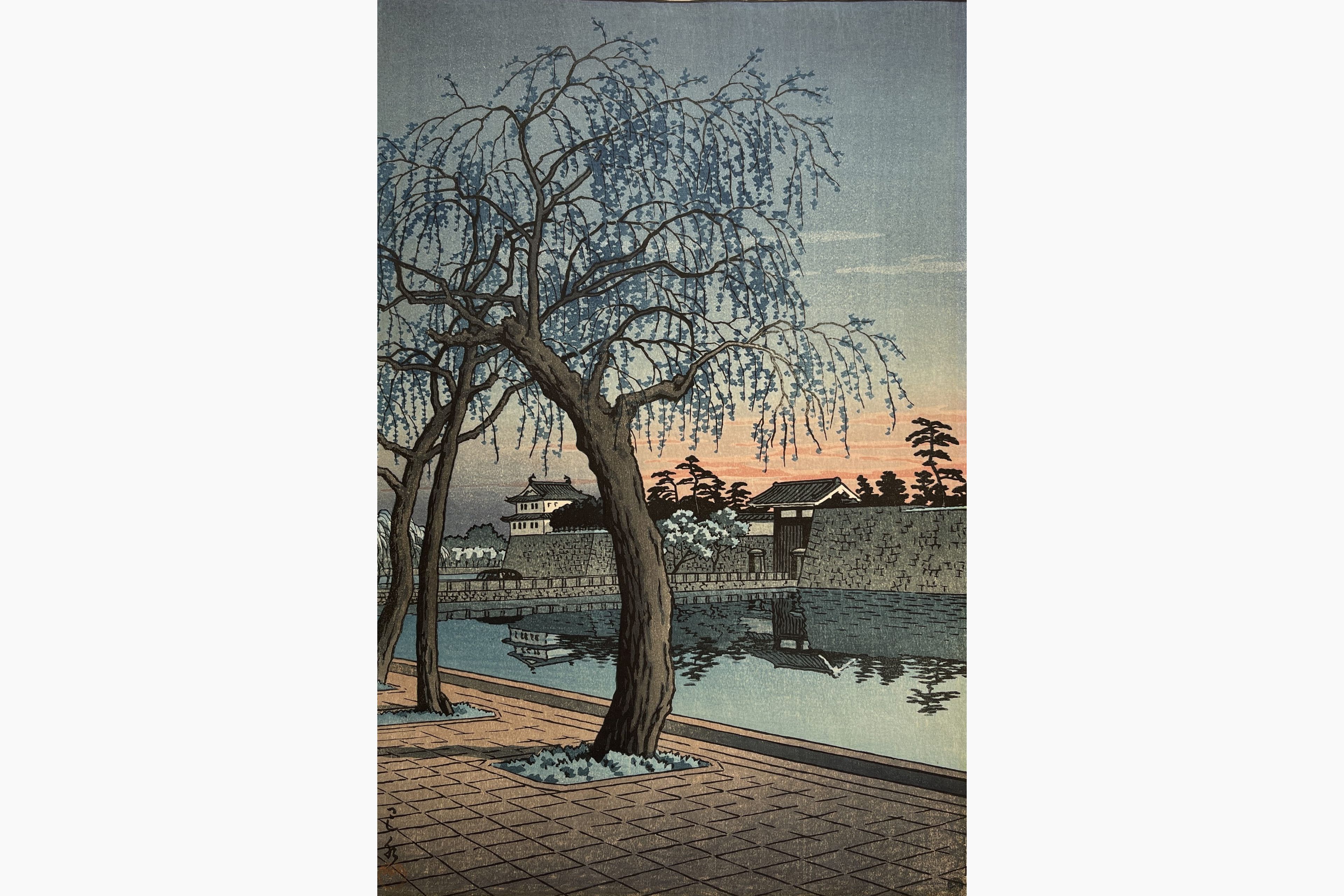 Original woodblock print - Kawase Hasui - Springtime Evening, Ote Gate