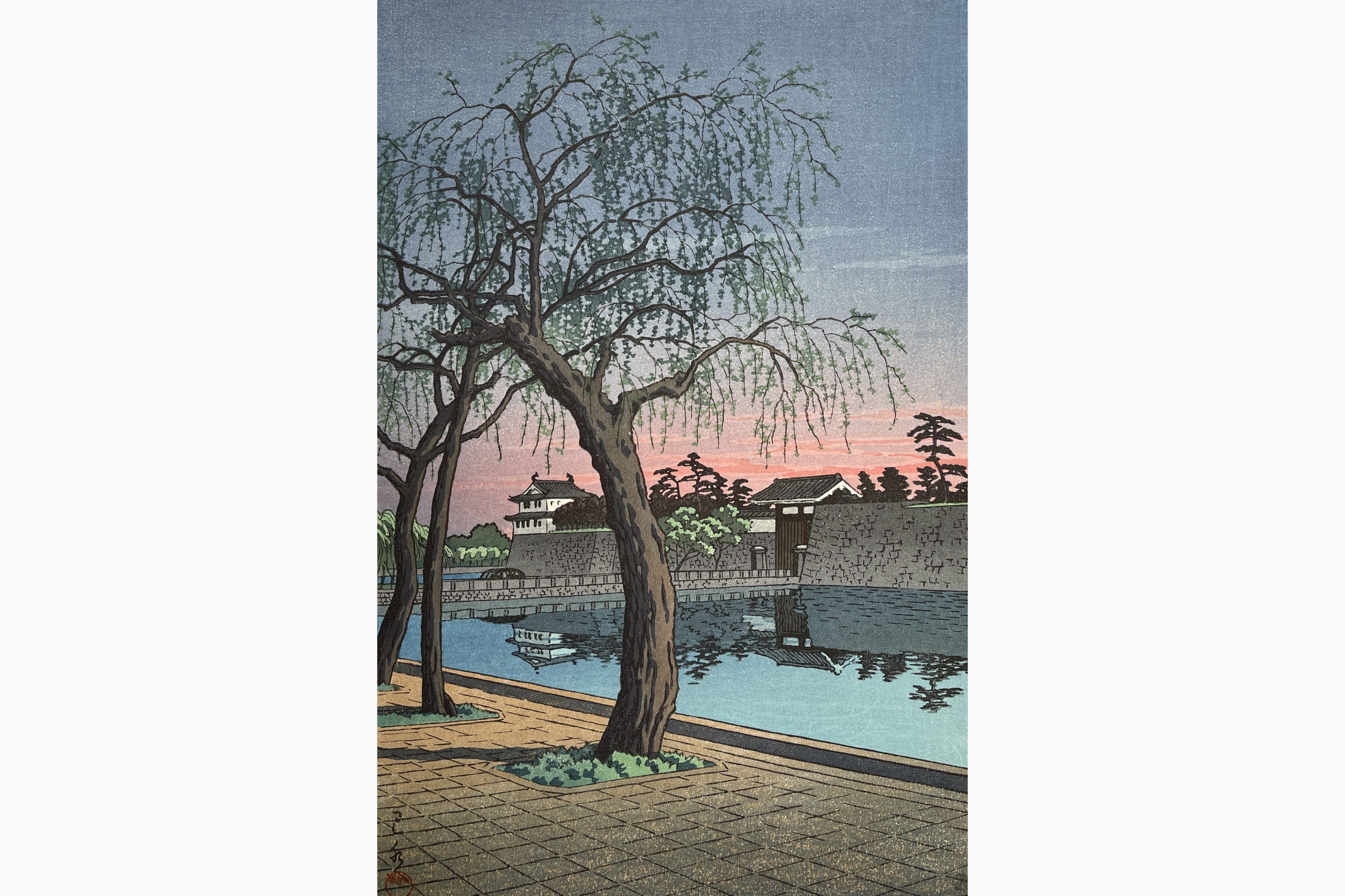 Original woodblock print - Kawase Hasui - Springtime Evening, Ote Gate