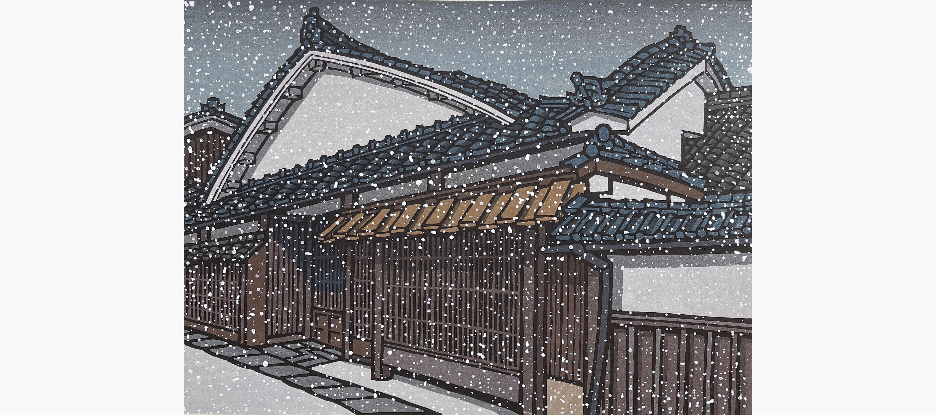 Original woodblock print - Nishijima Katsuyuki - Snowflakes