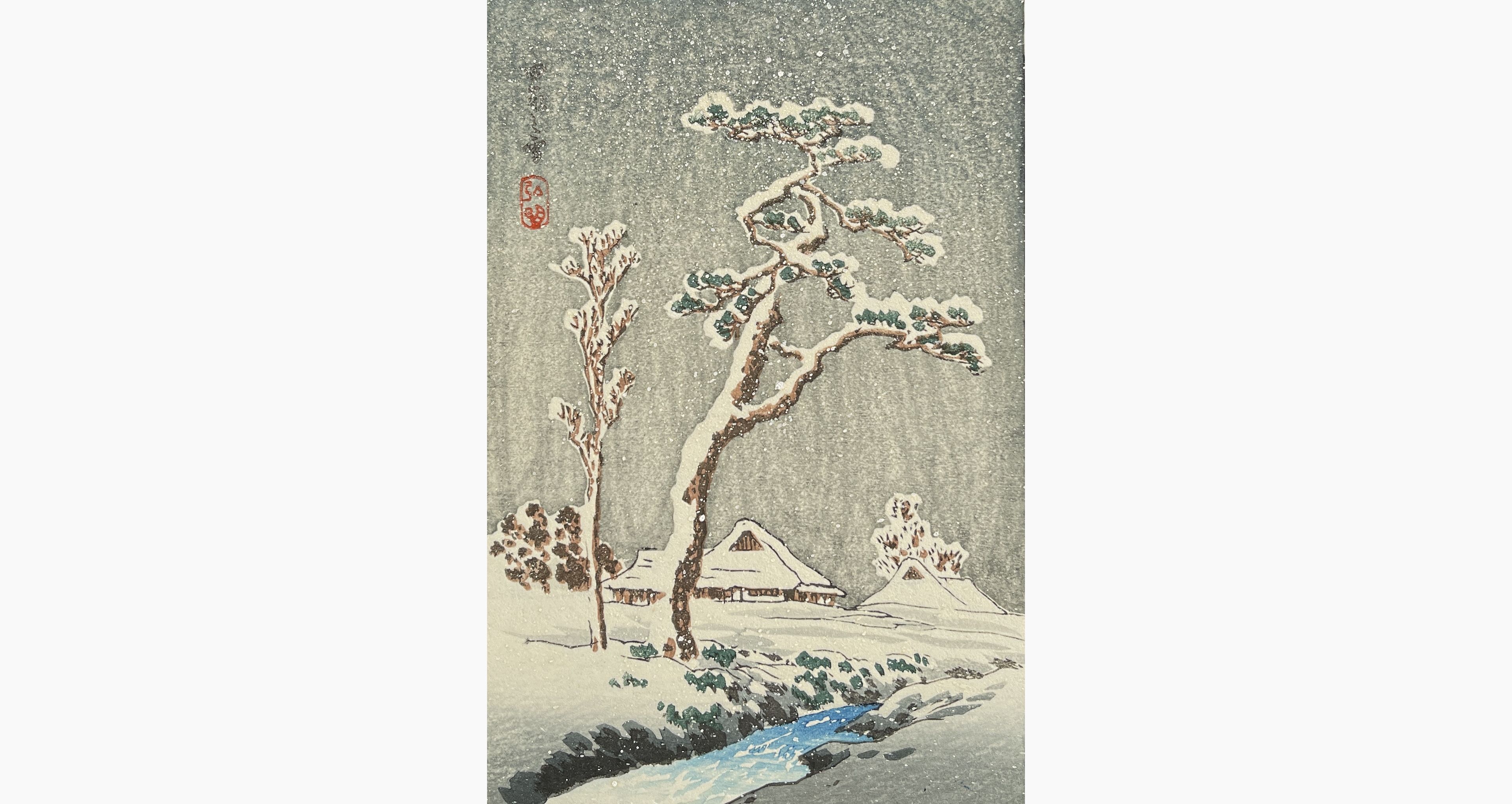 Original woodblock print - Takahashi Shotei - Snow in the Country