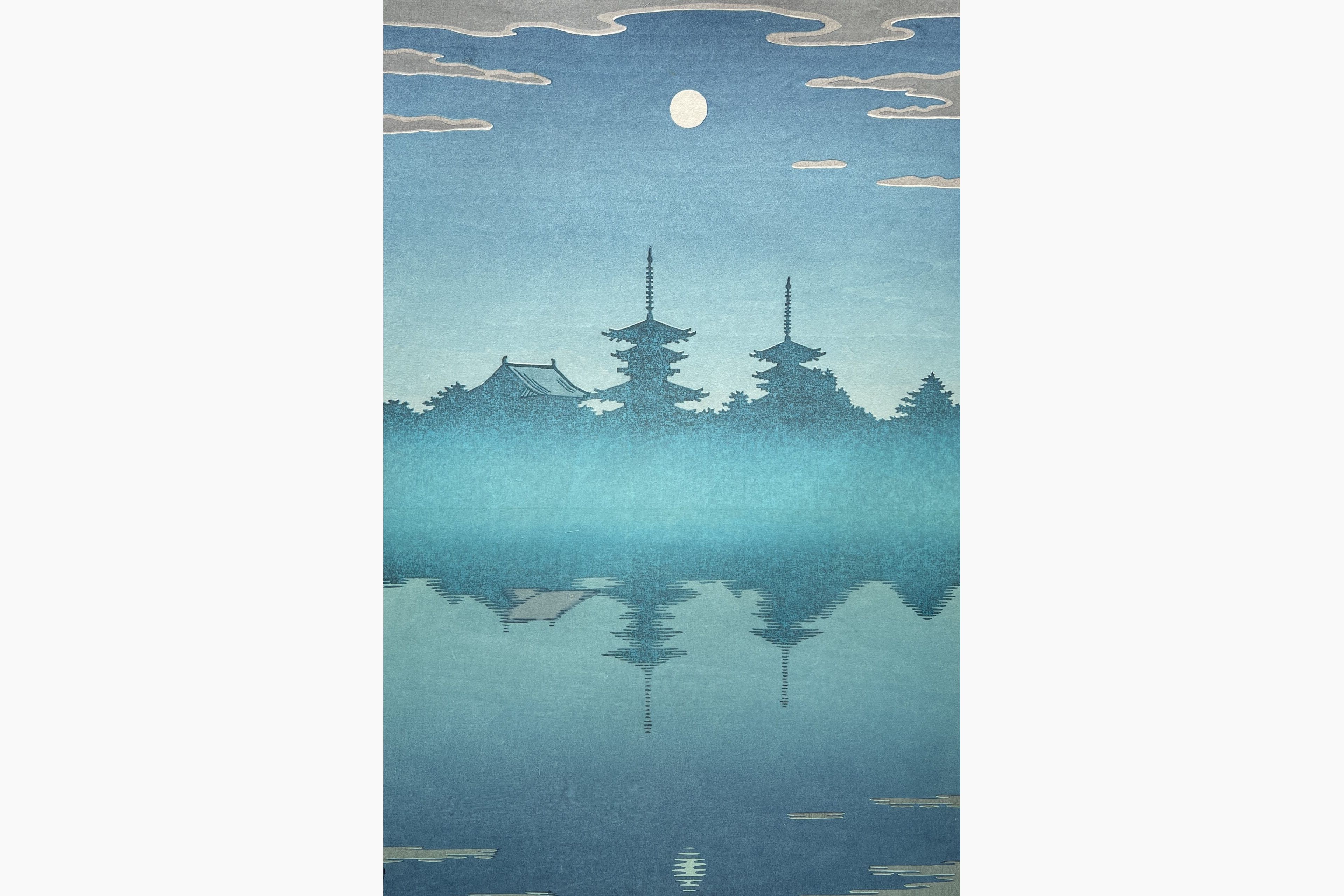 Original woodblock print - Tsukasa Yoshida - Moonlight
