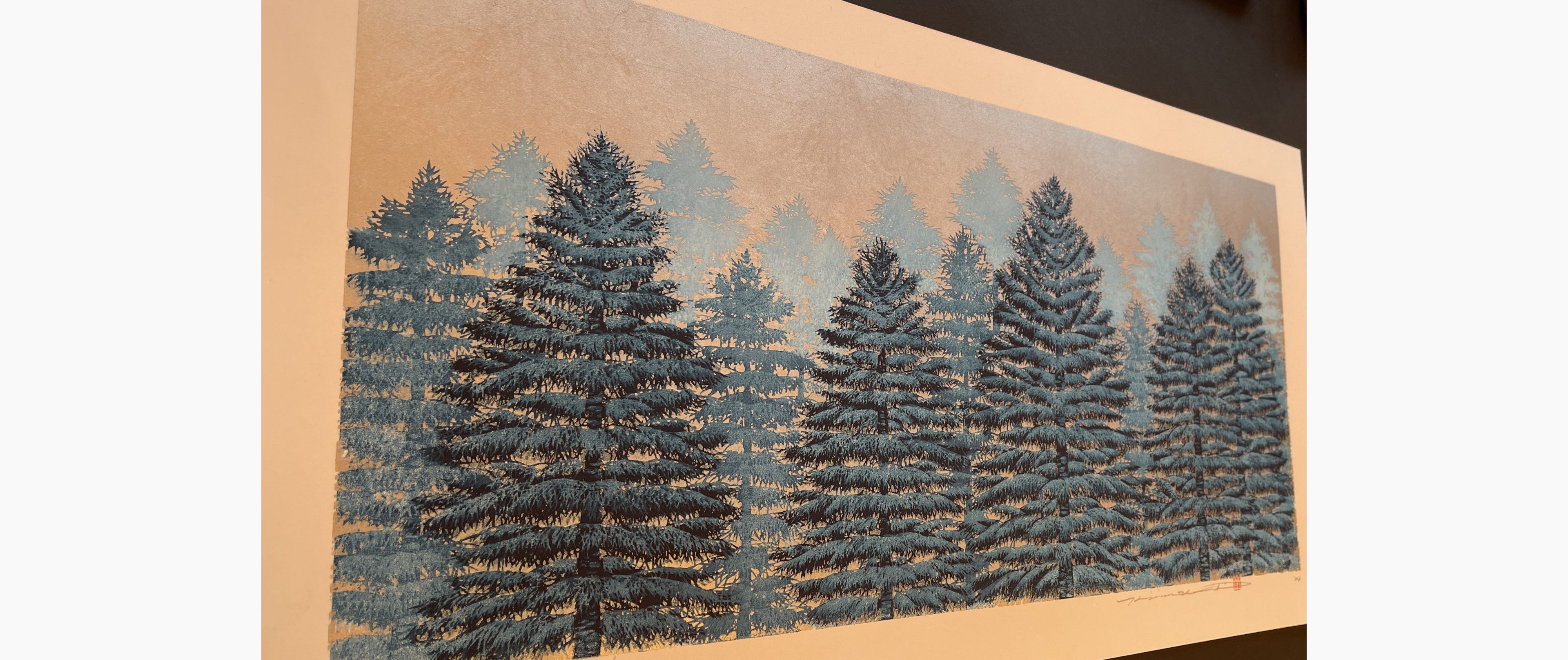Woodblock print - Hajime Namiki - Tree Scene 161