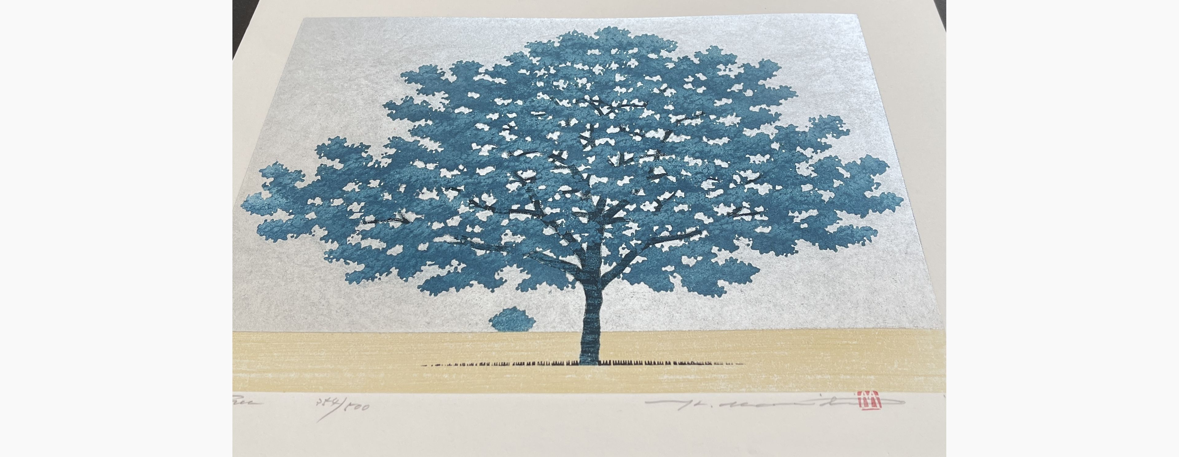 Japanese print - Hajime Namiki - Blue Tree