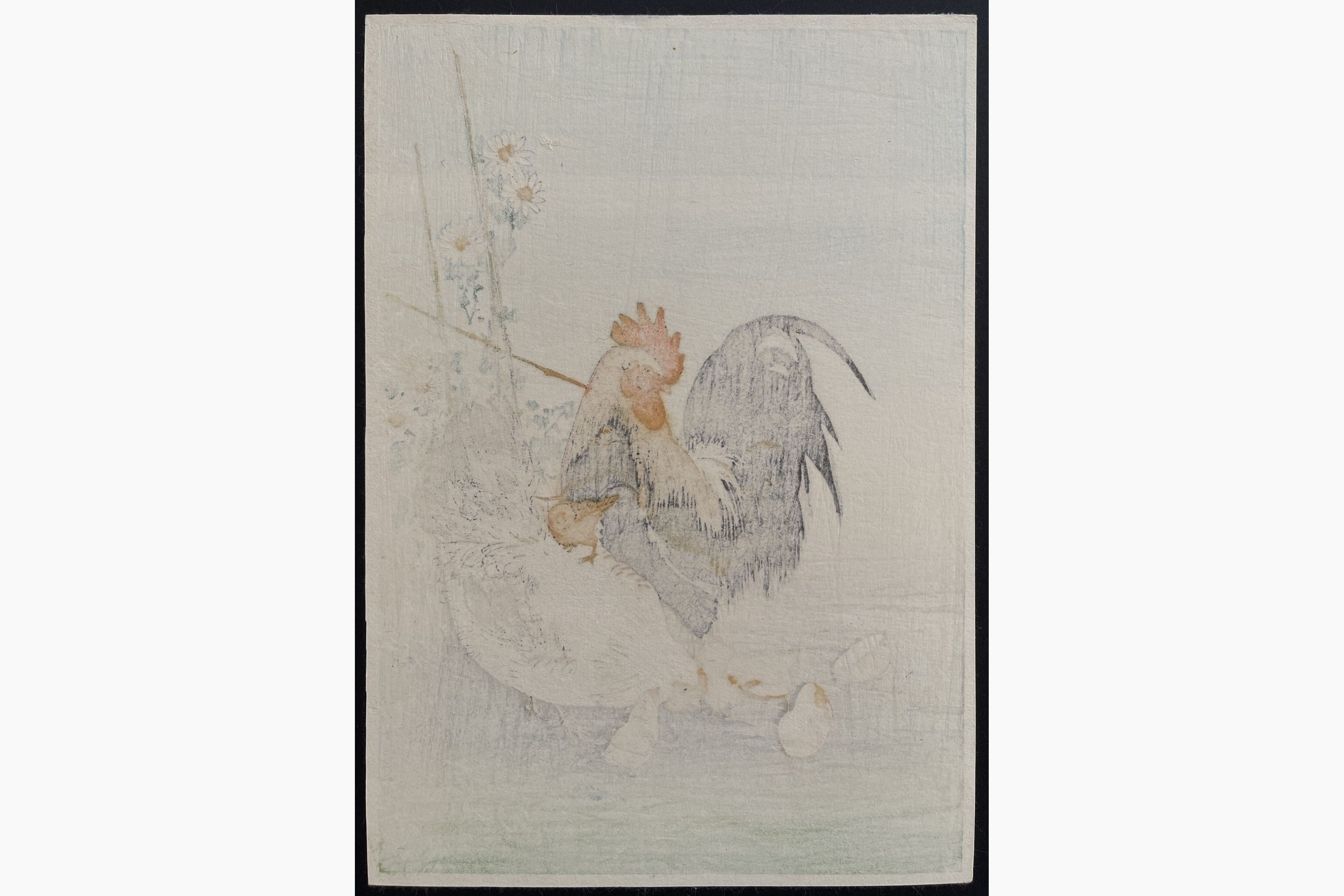 Japanese print - Ito Sozan - Chicken Family