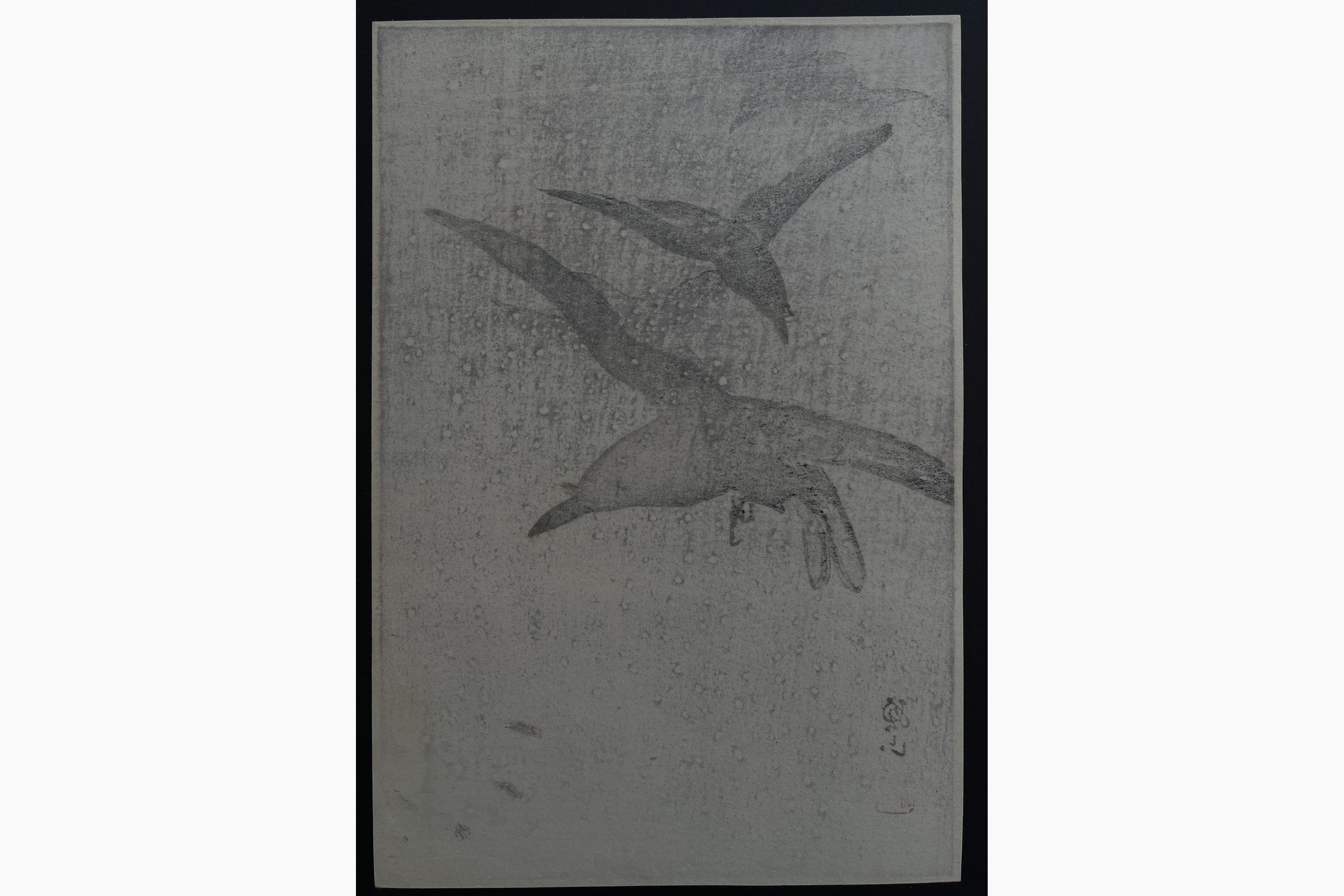 Japanese print - Ito Sozan - Crows Flying in Snow