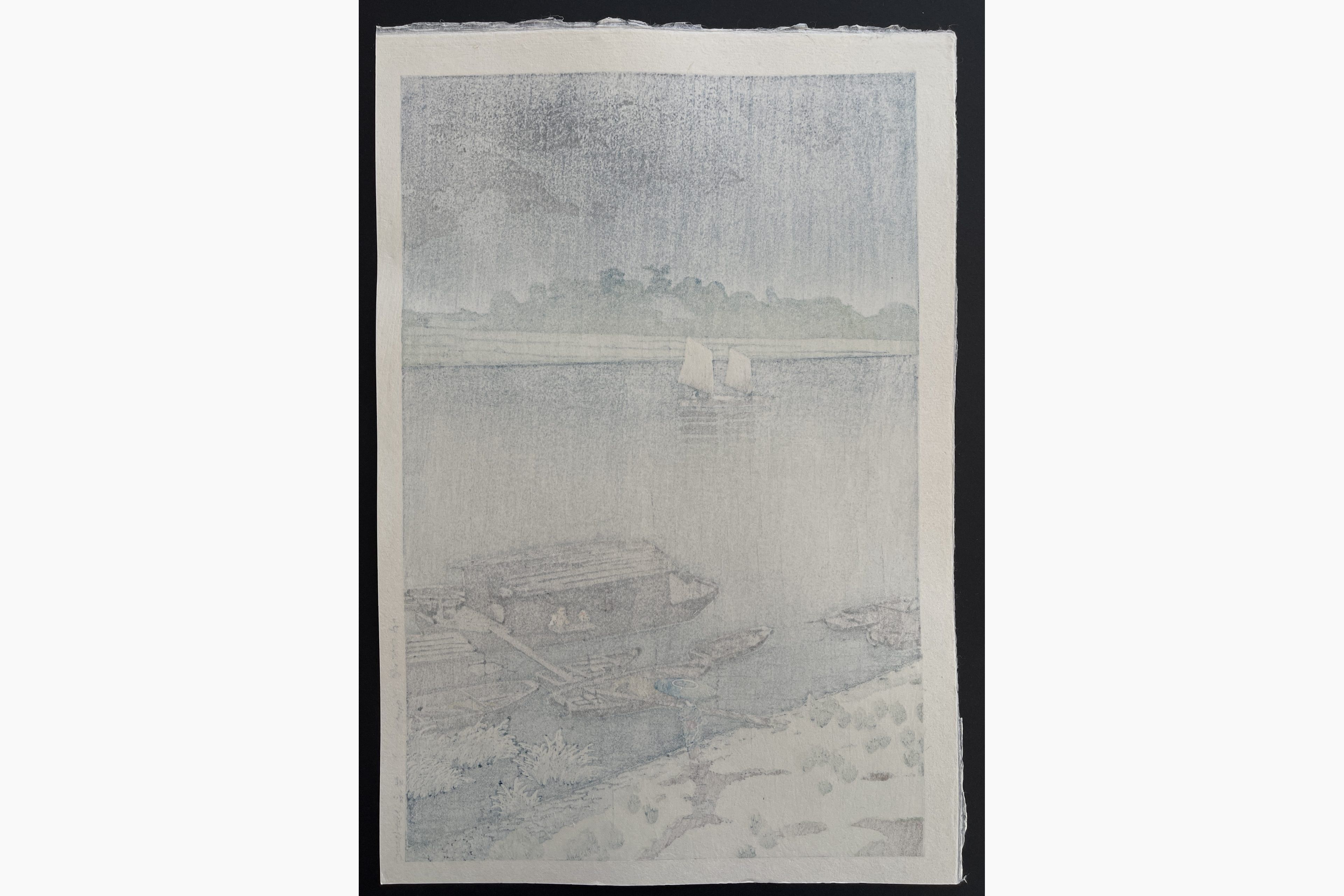 Japanese print - Kawase Hasui - Arakawa River in May Rain