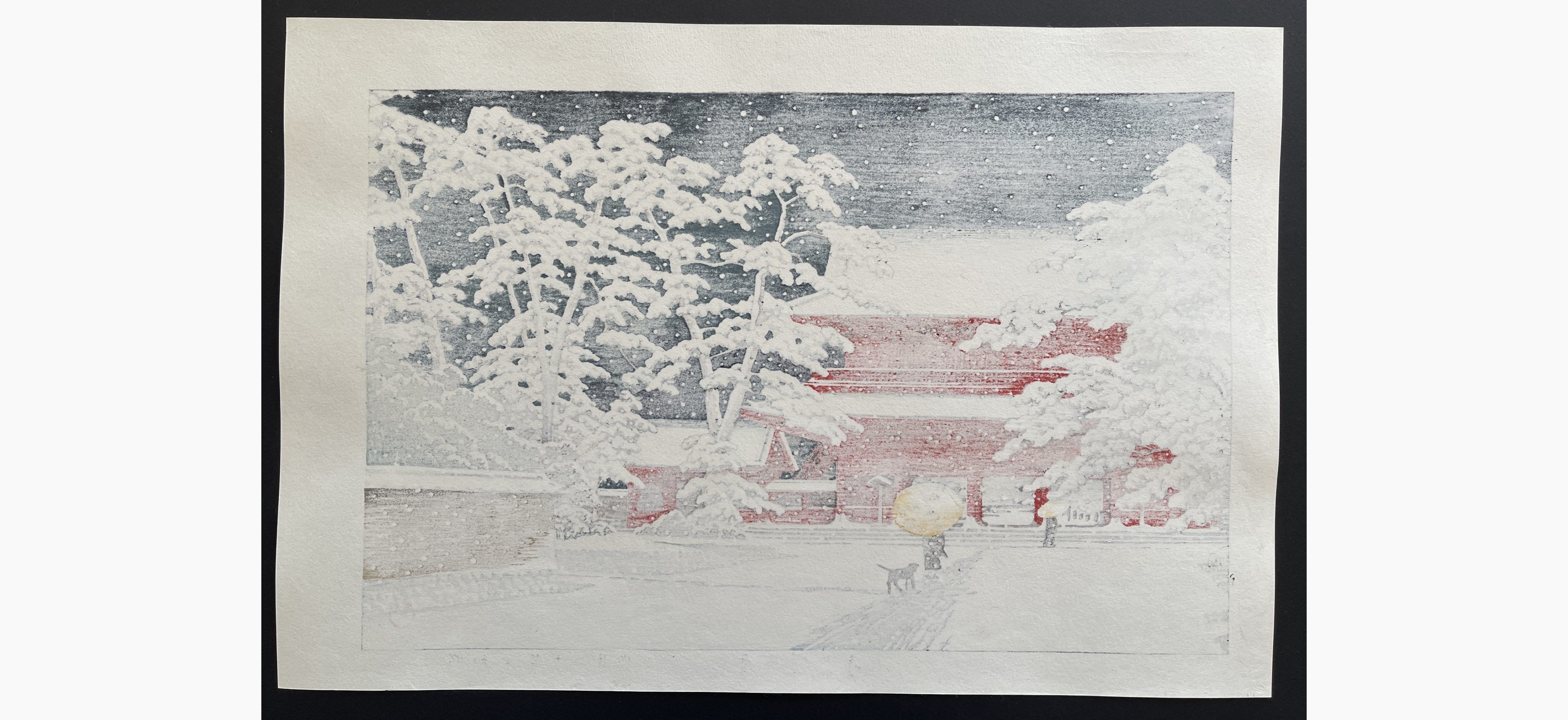 Japanese print - Kawase Hasui - Snow at Zojo Temple