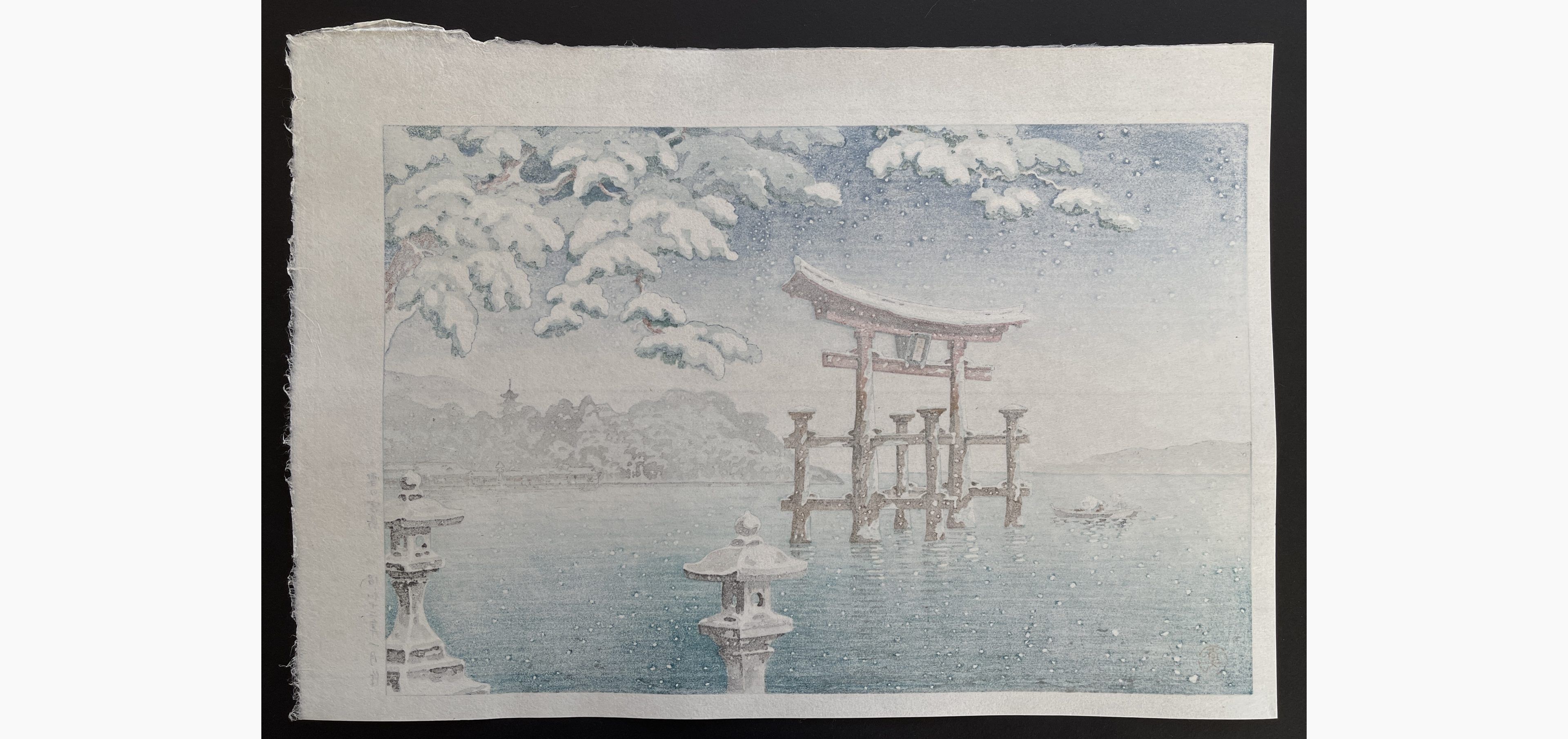 Japanese print - Tsuchiya Koitsu - Snow at Miyajima