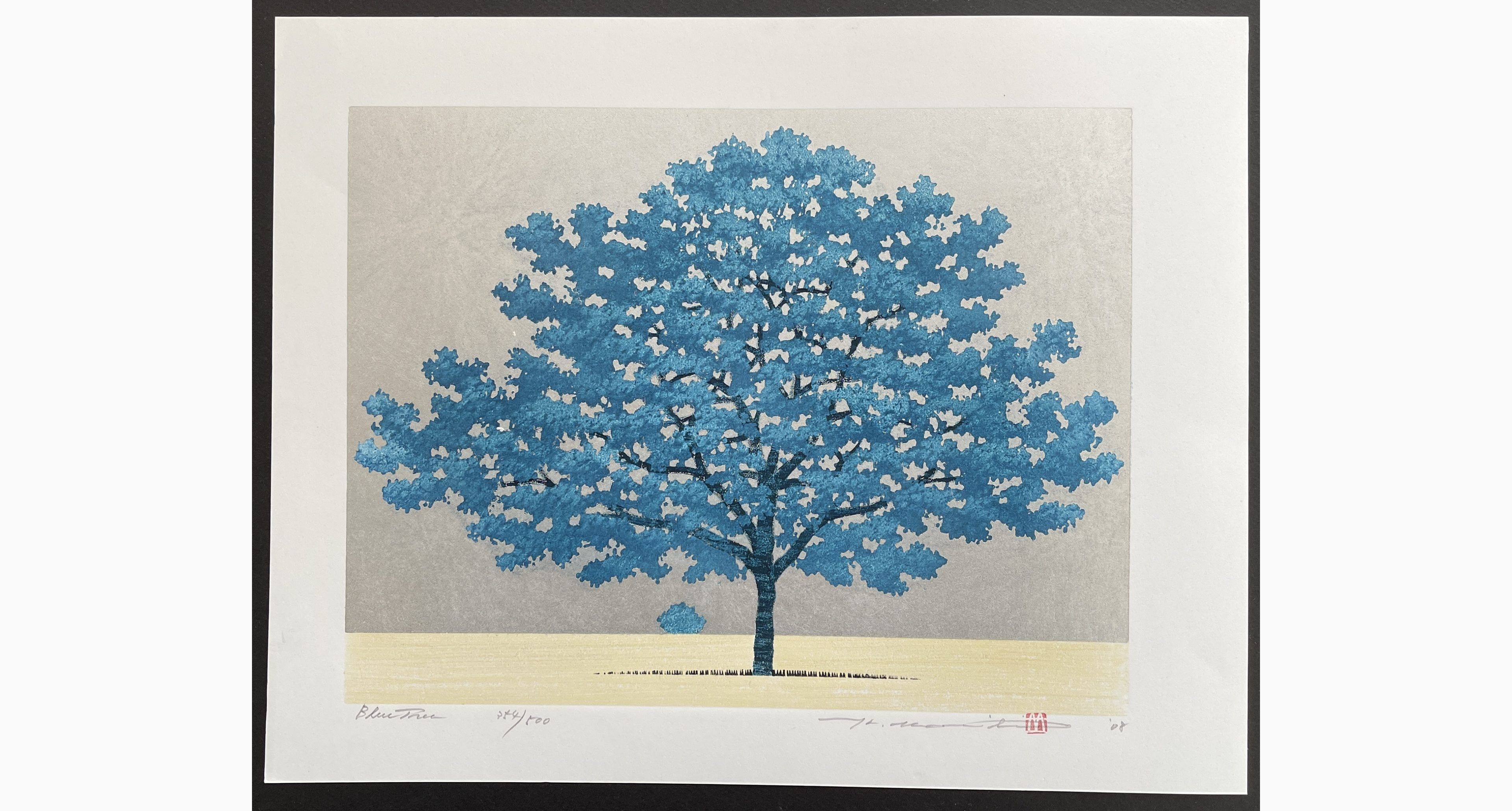 Japanese woodblock print - Hajime Namiki - Blue Tree