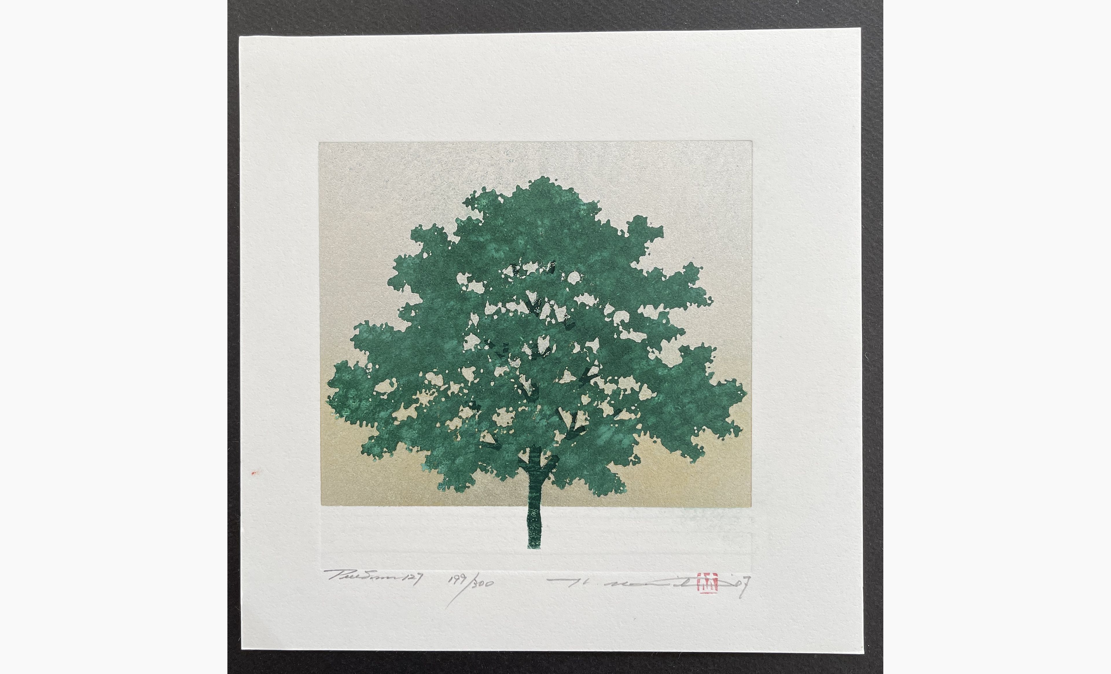 Japanese woodblock print - Hajime Namiki - Tree scene 127